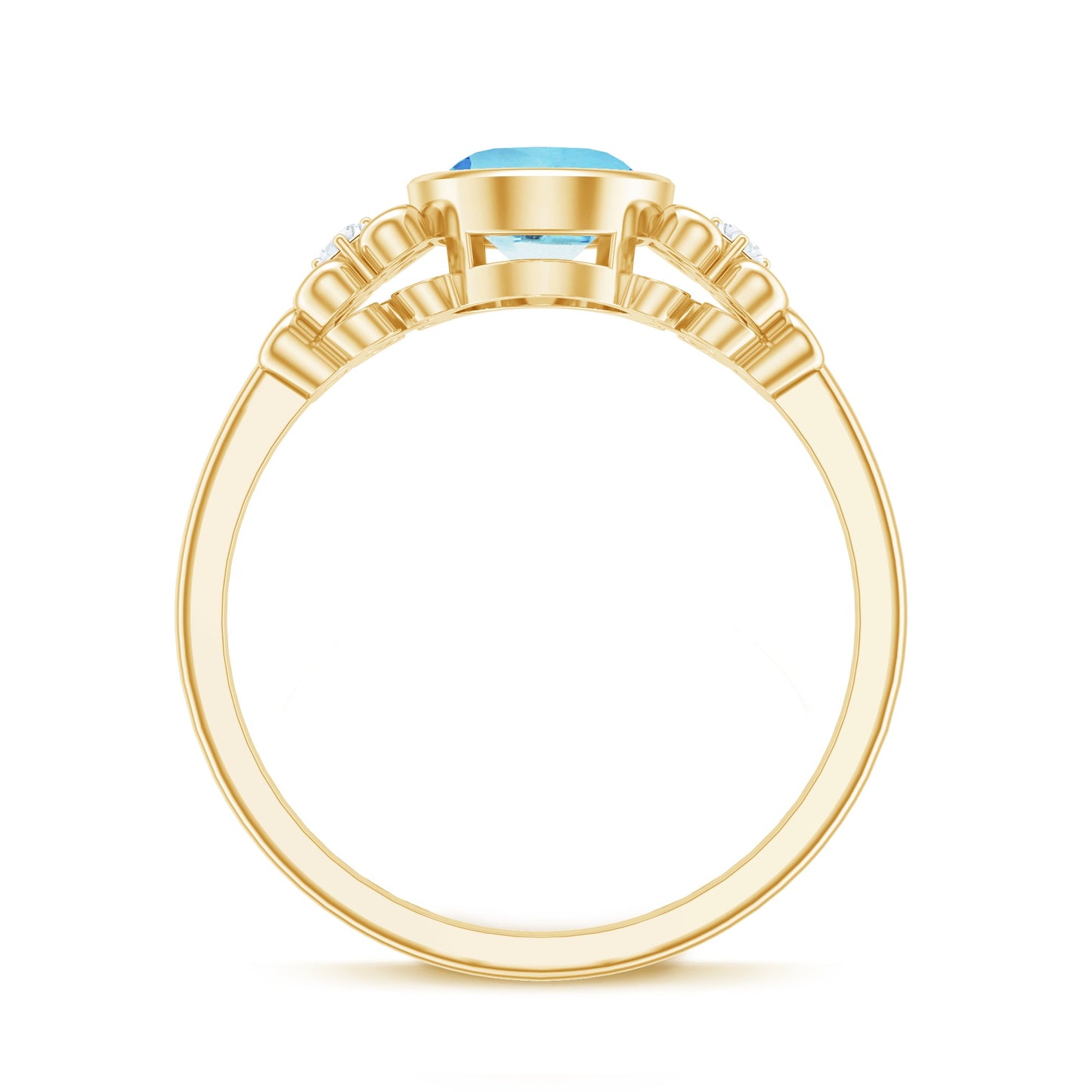 Natural 1 Carat Oval Aquamarine Statement Engagement Ring with Diamond