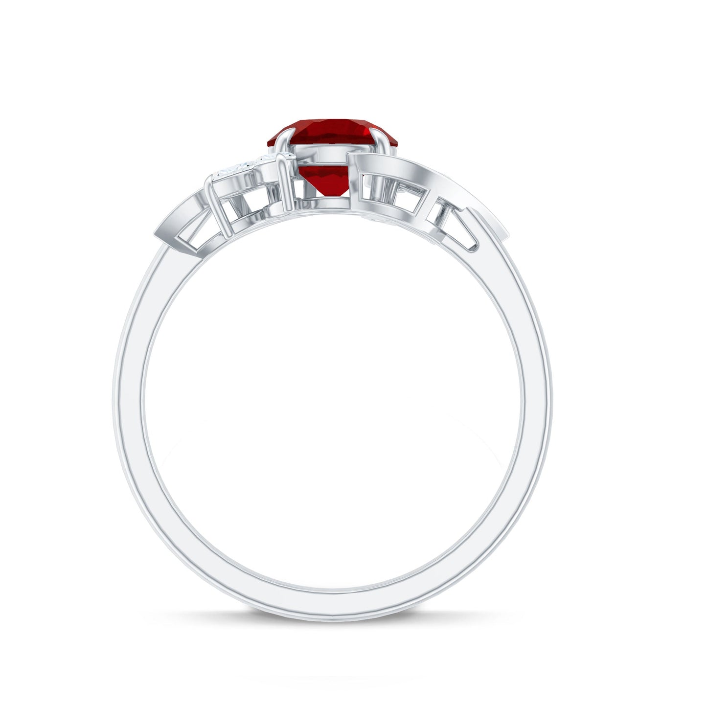 Certified Lab Grown Ruby and Diamond Flower Engagement Ring