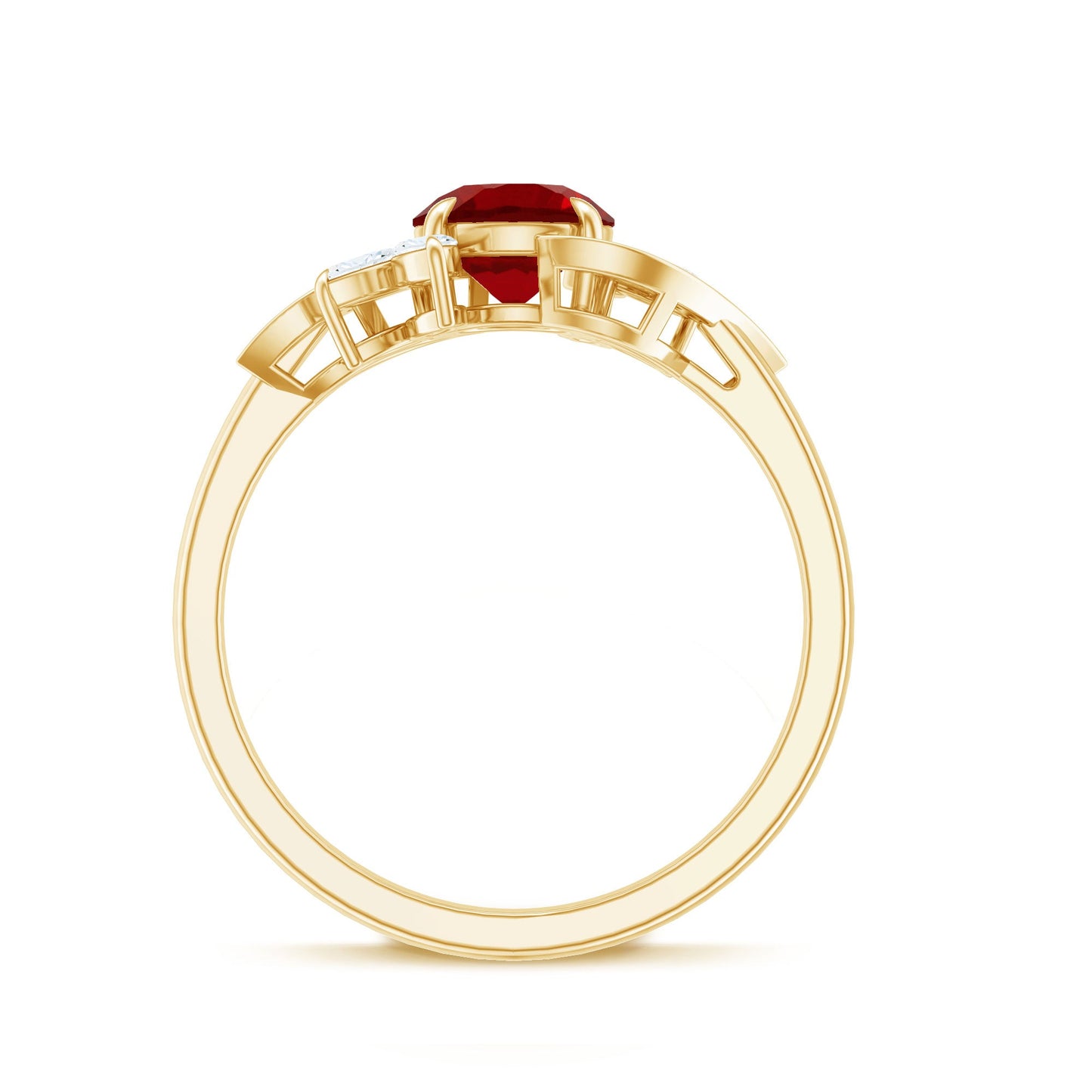Certified Lab Grown Ruby and Diamond Flower Engagement Ring