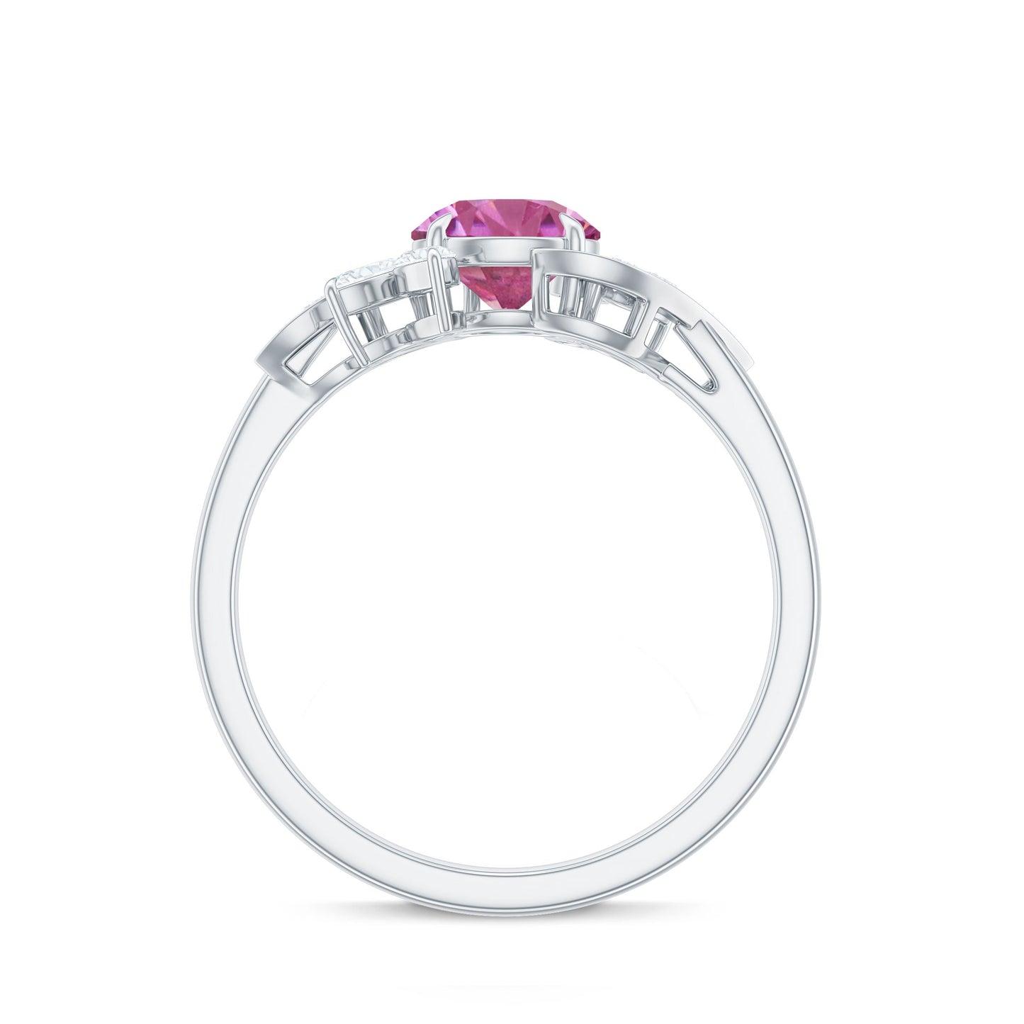1.2 Carat Pink Tourmaline Flower Engagement Ring with Diamond