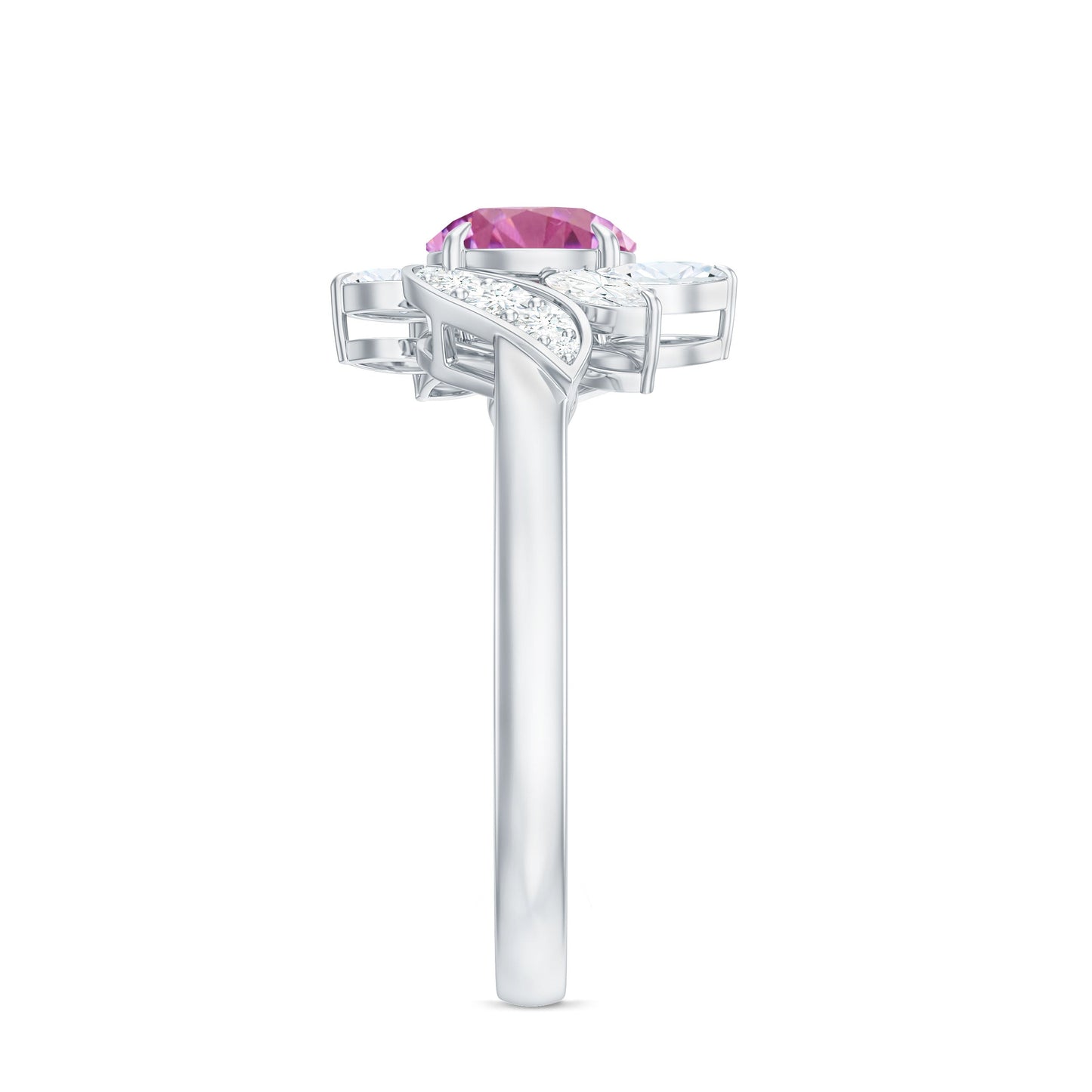 1.2 Carat Pink Tourmaline Flower Engagement Ring with Diamond