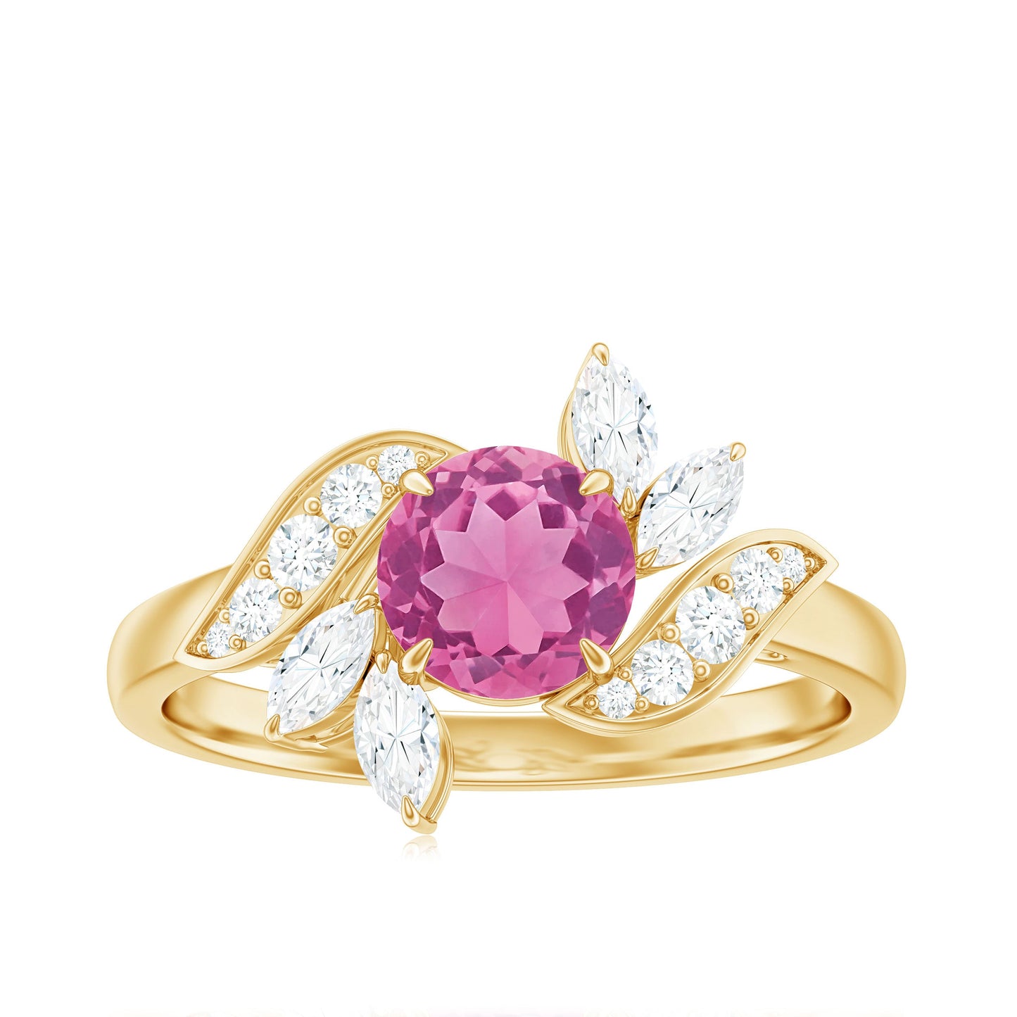 1.2 Carat Pink Tourmaline Flower Engagement Ring with Diamond