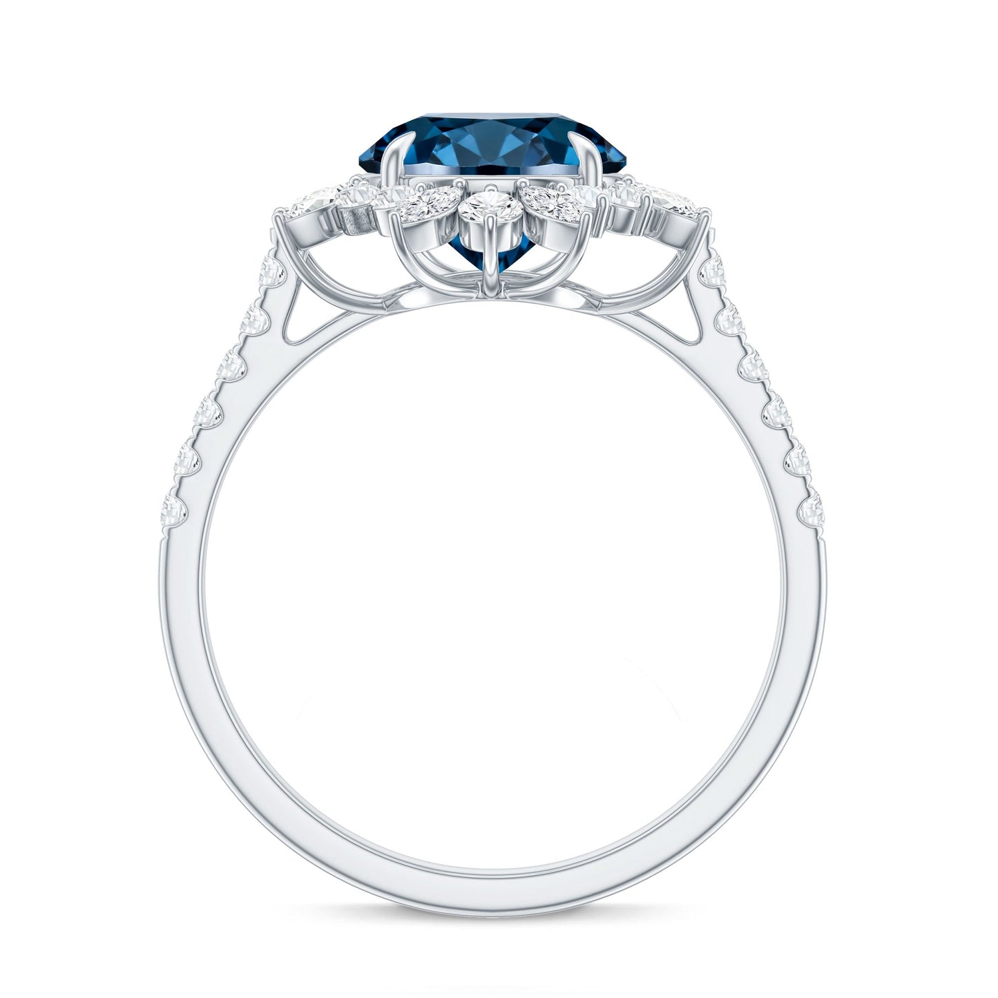 Certified London Blue Topaz and Diamond Statement Engagement Ring