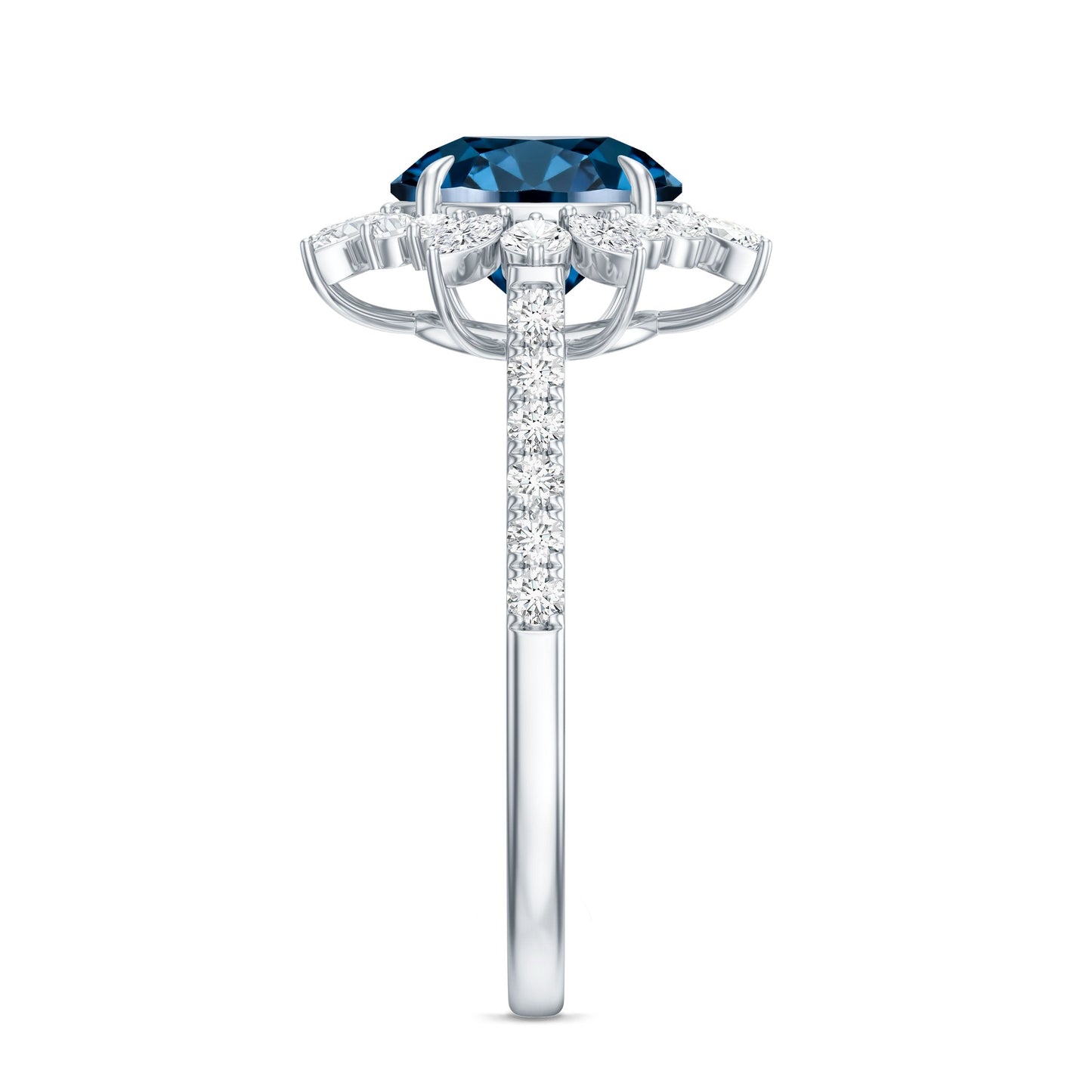Certified London Blue Topaz and Diamond Statement Engagement Ring