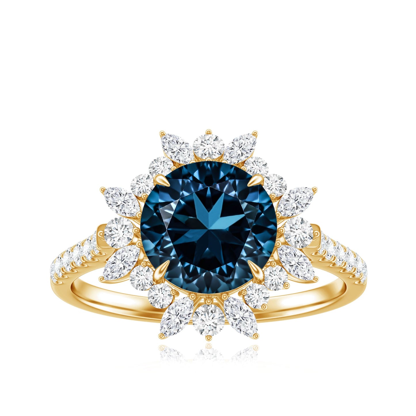 Certified London Blue Topaz and Diamond Statement Engagement Ring