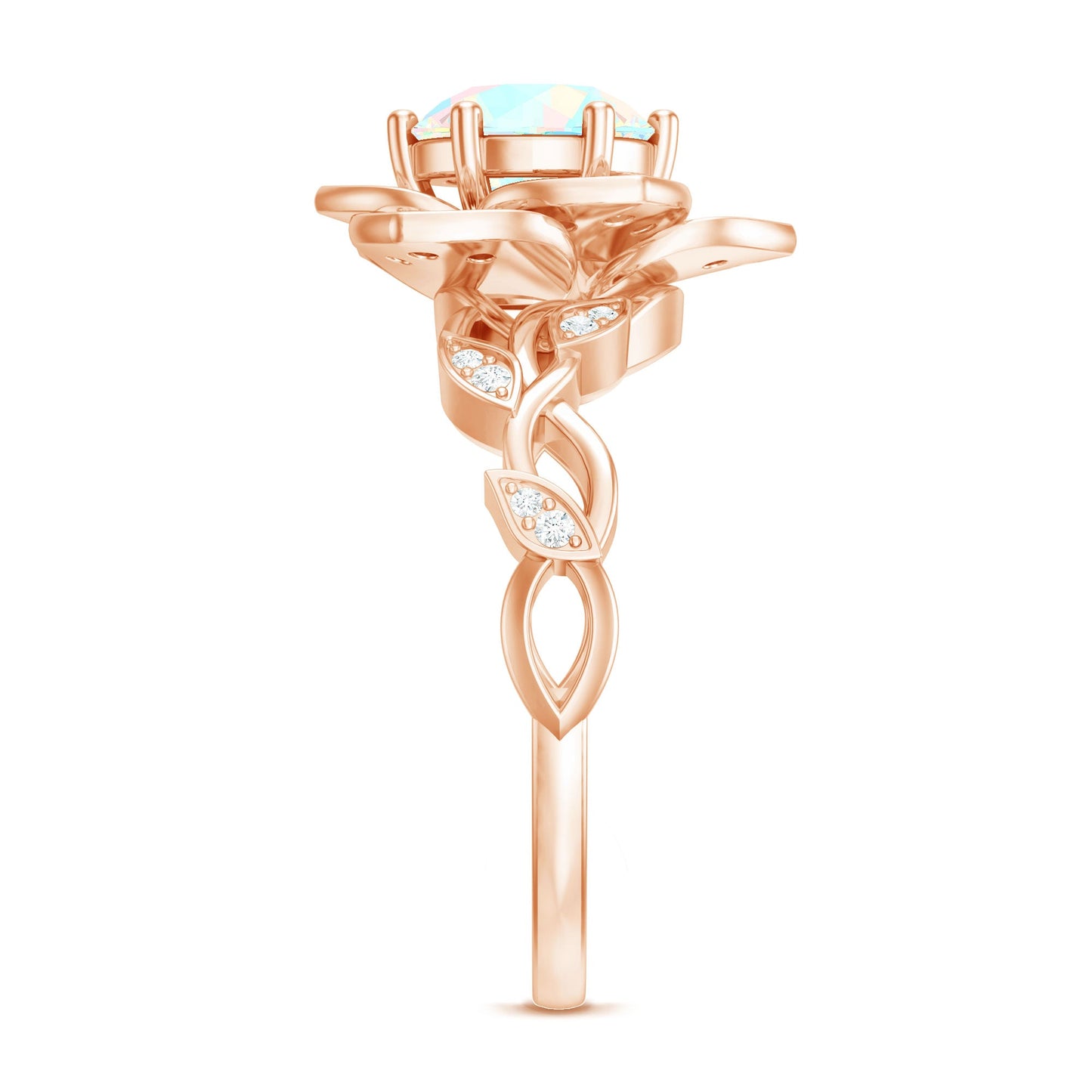 2 Carat Natural Ethiopian Opal Flower Engagement Ring with Diamond