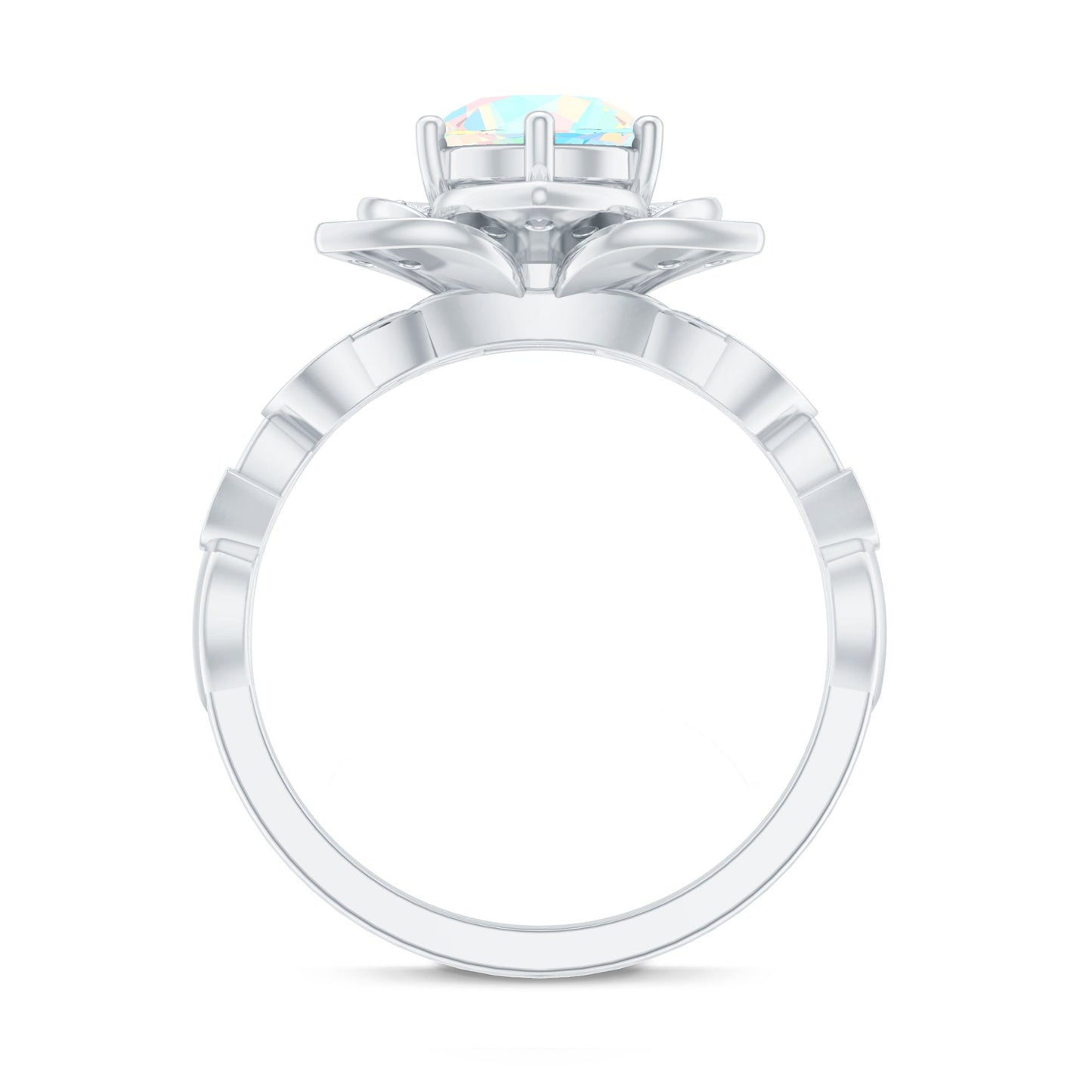 2 Carat Natural Ethiopian Opal Flower Engagement Ring with Diamond