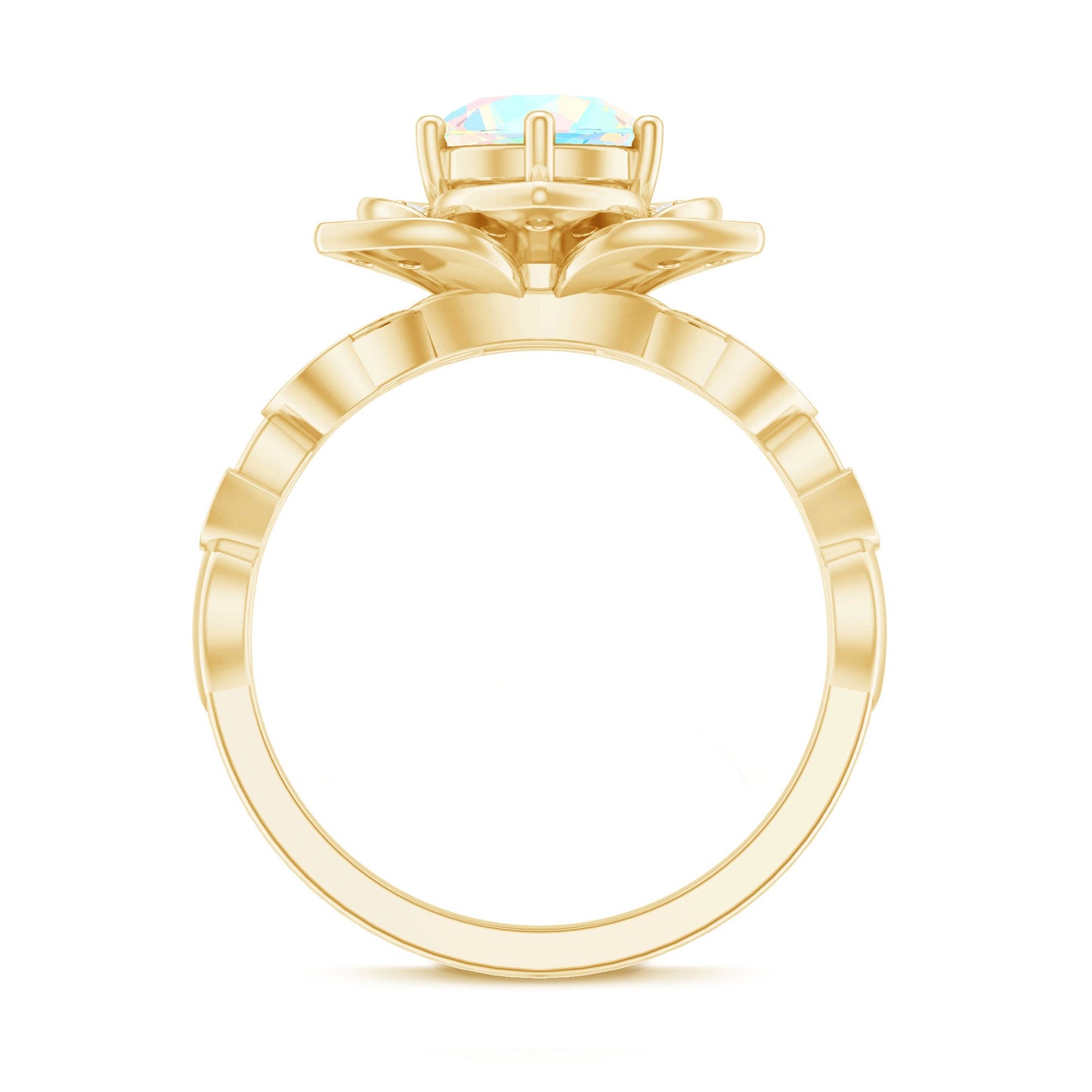 2 Carat Natural Ethiopian Opal Flower Engagement Ring with Diamond