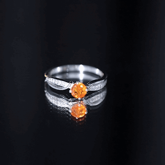 Orange Fire Opal Infinity Engagement Ring with Diamonds