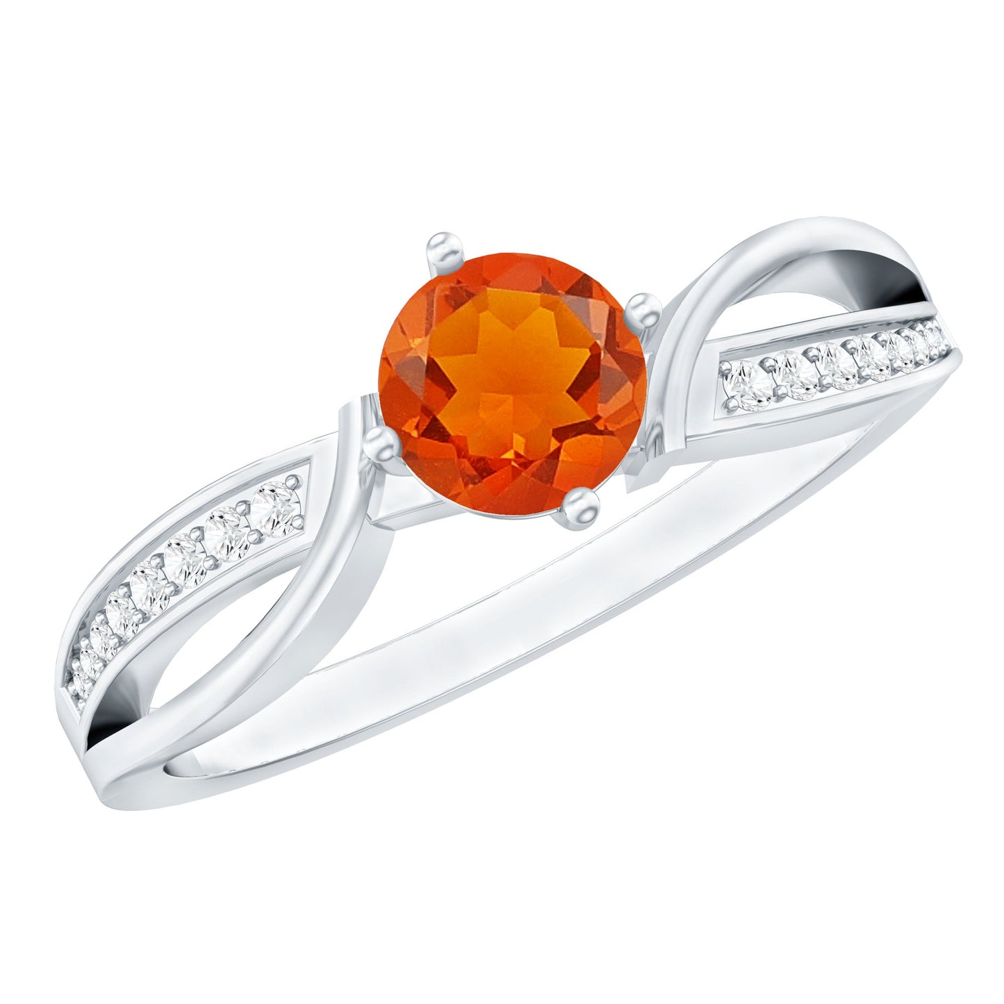 Orange Fire Opal Infinity Engagement Ring with Diamonds