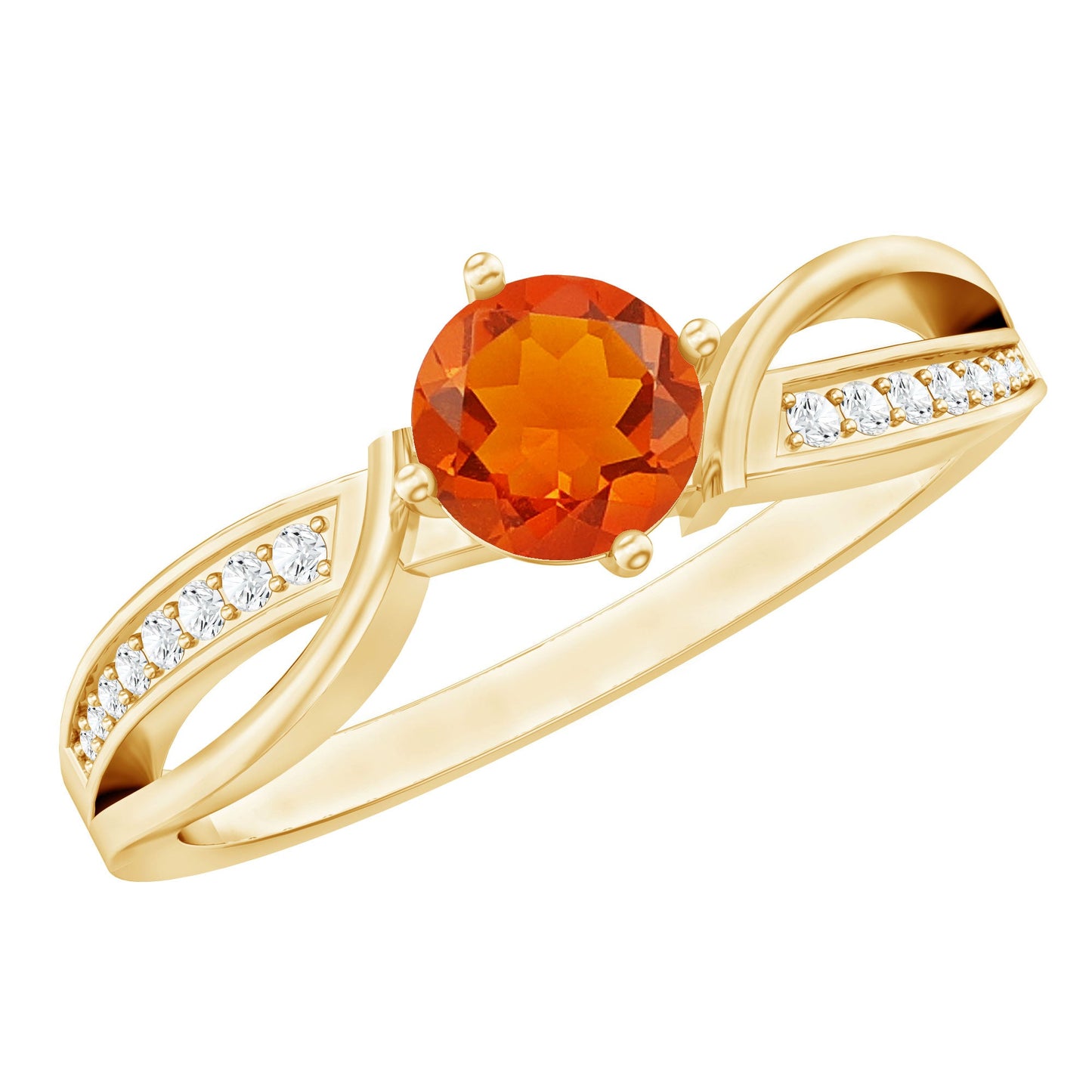 Orange Fire Opal Infinity Engagement Ring with Diamonds