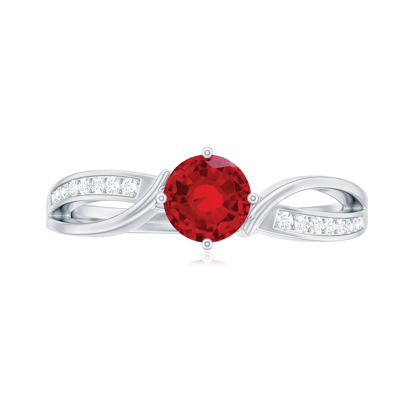 Solitaire Lab Created Ruby Infinity Engagement Ring with Diamonds