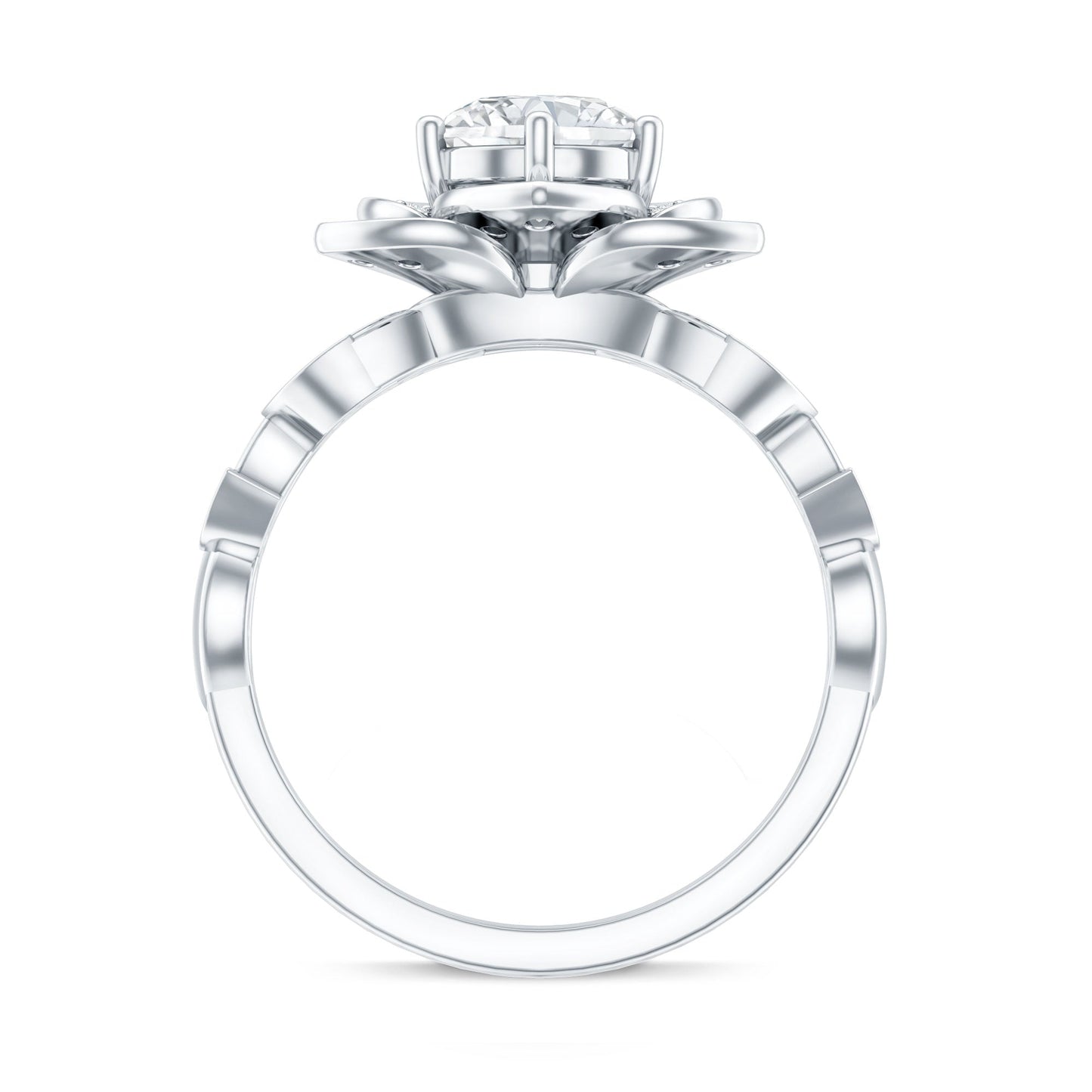 Nature Inspired Moissanite Flower Engagement Ring with Certificate