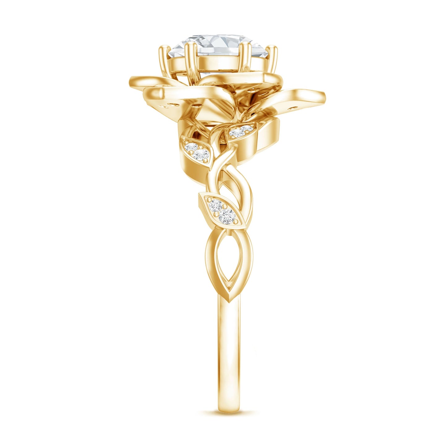 Nature Inspired Moissanite Flower Engagement Ring with Certificate
