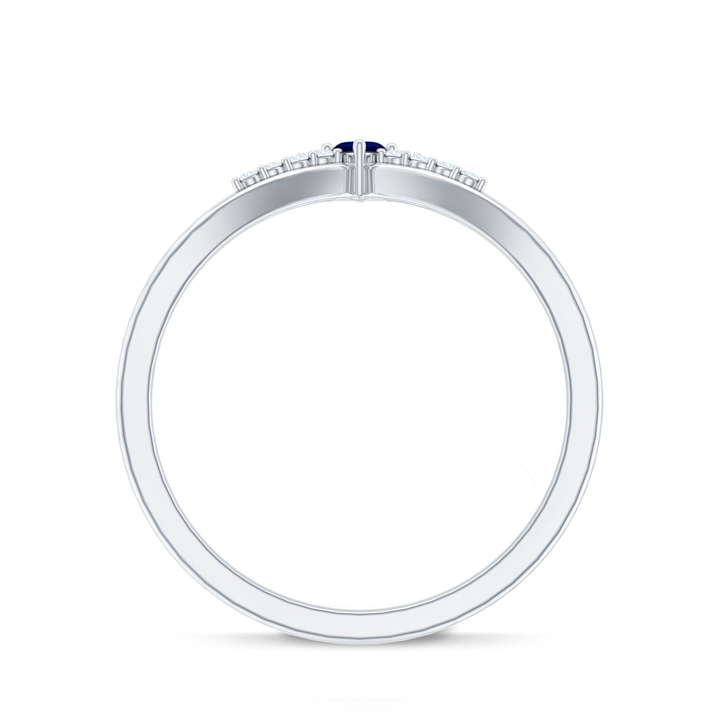 Natural Marquise Blue Sapphire Chevron Enhancer Ring with Diamond