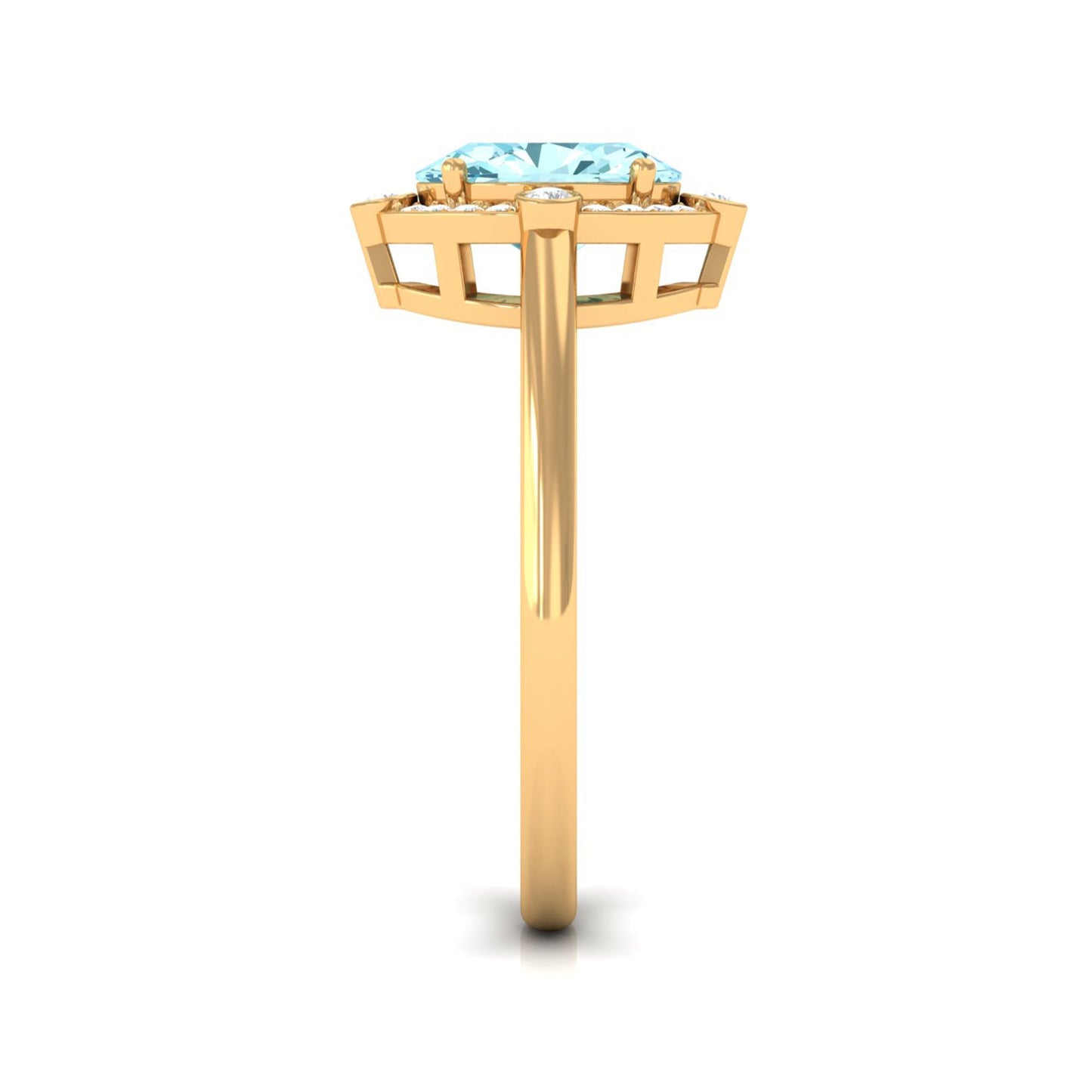 1 Carat Aquamarine Oval Halo Engagement Ring with Diamond