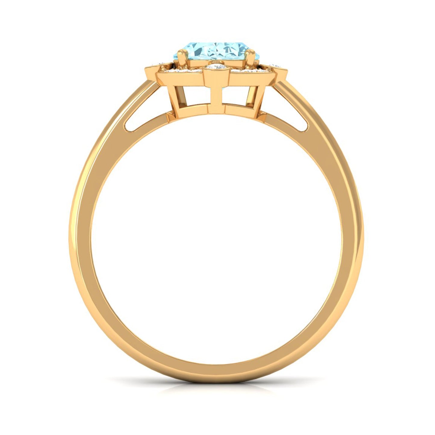 1 Carat Aquamarine Oval Halo Engagement Ring with Diamond