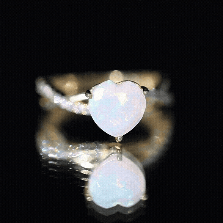 Natural 2 Carat Ethiopian Opal Heart Shaped Engagement Ring With Certificate