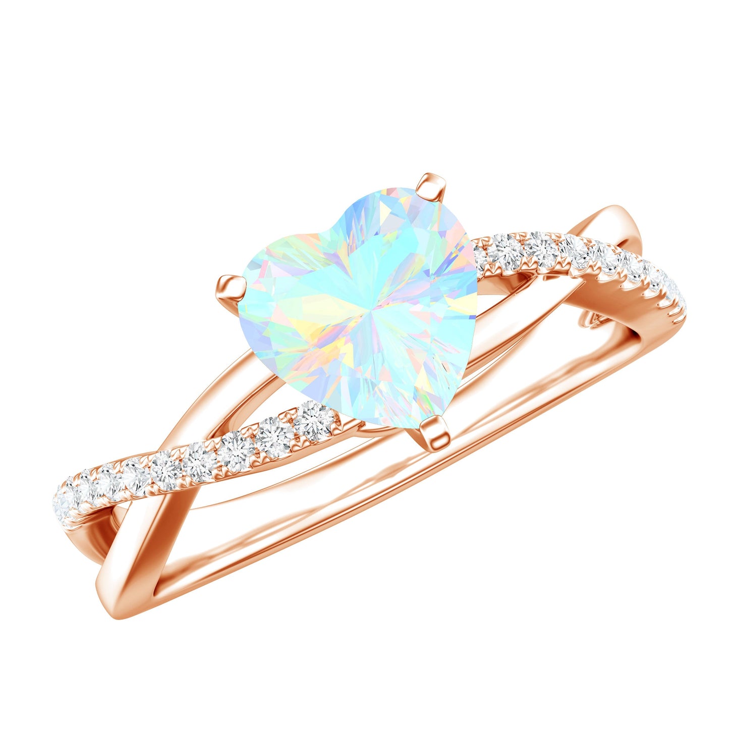 Natural 2 Carat Ethiopian Opal Heart Shaped Engagement Ring With Certificate