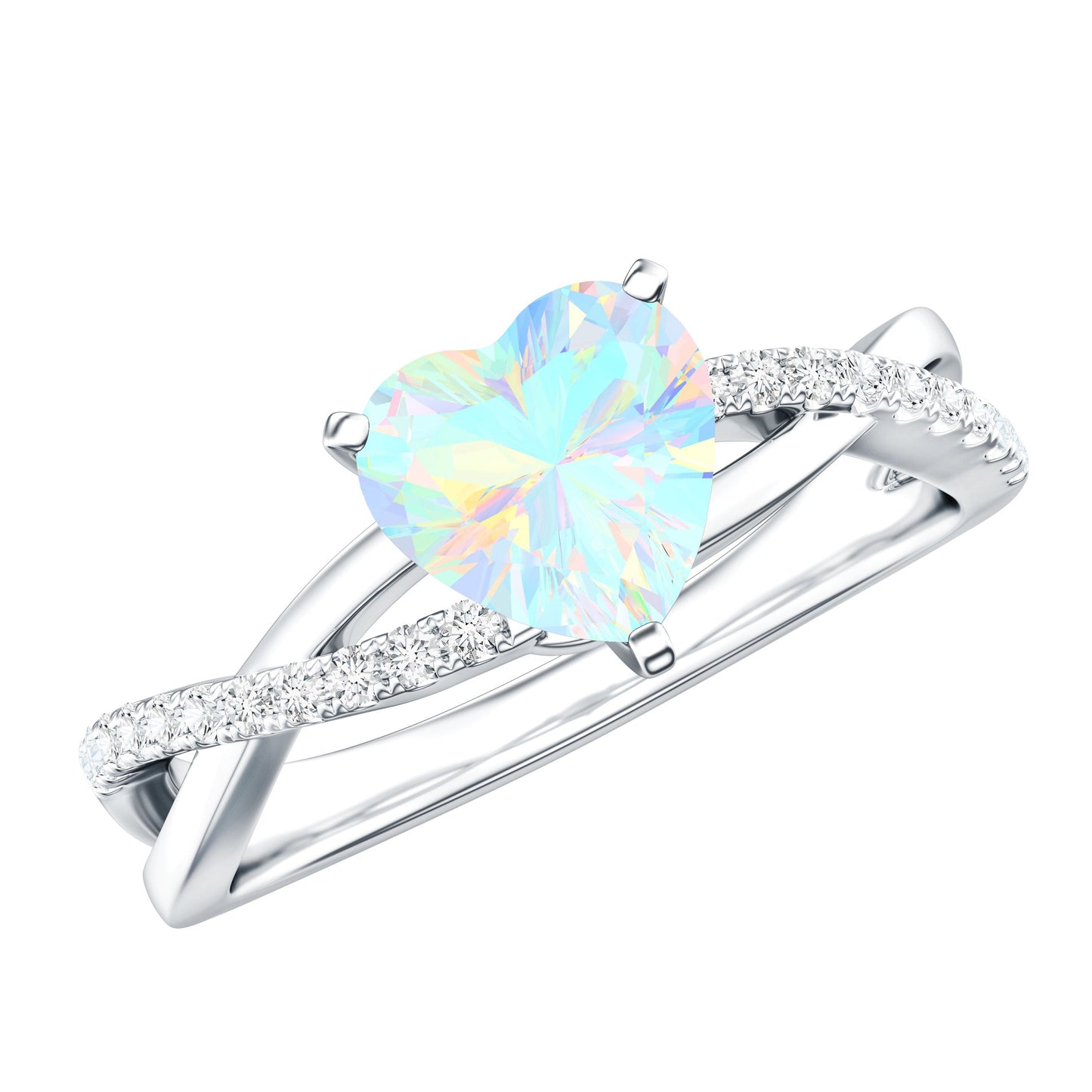 Natural 2 Carat Ethiopian Opal Heart Shaped Engagement Ring With Certificate
