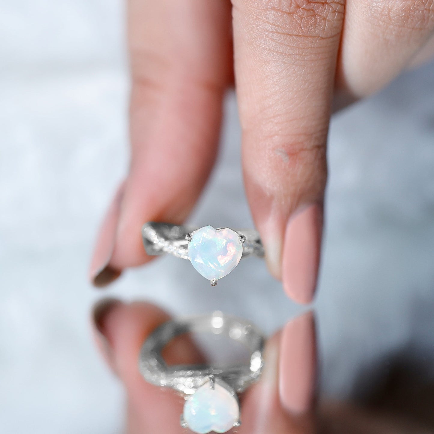 Natural 2 Carat Ethiopian Opal Heart Shaped Engagement Ring With Certificate