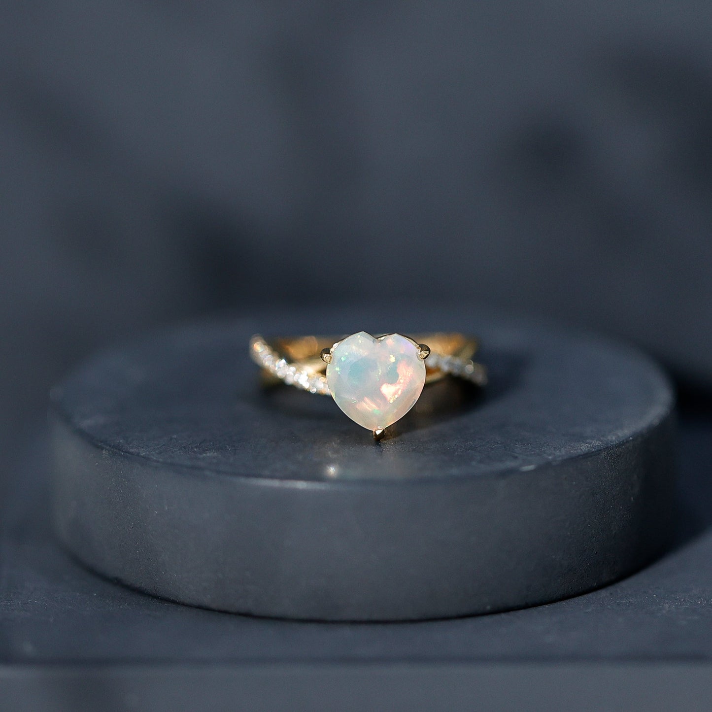 Natural 2 Carat Ethiopian Opal Heart Shaped Engagement Ring With Certificate