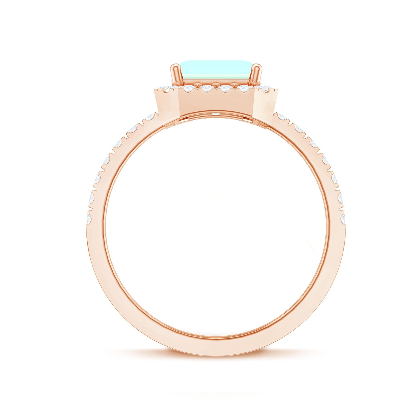 Genuine 2 Carat Ethiopian Opal Emerald Cut Engagement Ring with Diamond Halo