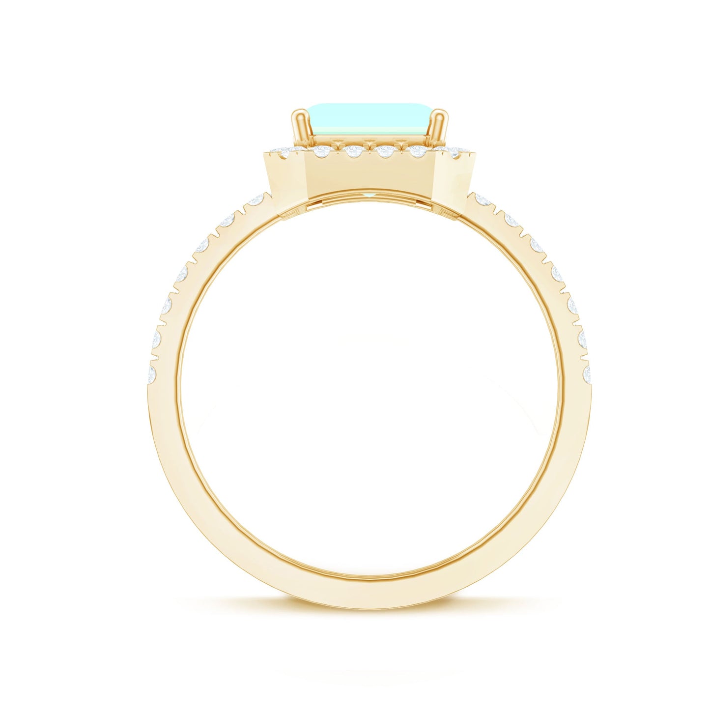 Genuine 2 Carat Ethiopian Opal Emerald Cut Engagement Ring with Diamond Halo
