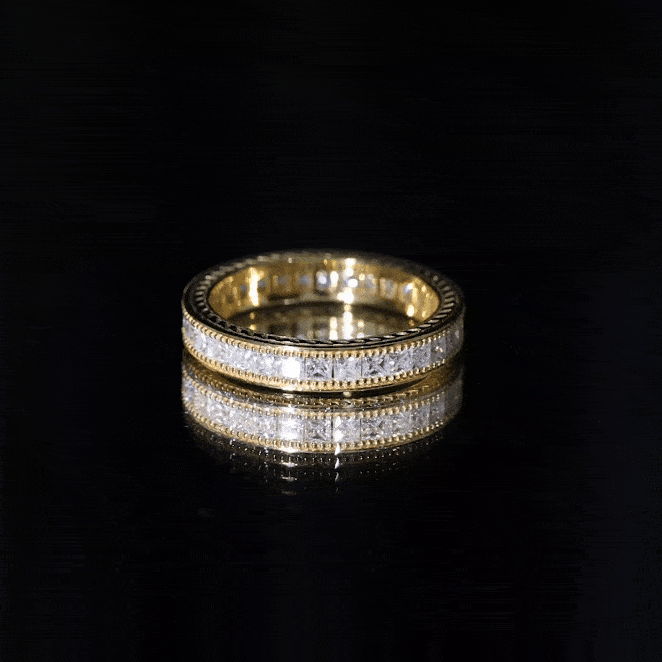 Channel Set Princess Cut Moissanite Eternity Band Ring