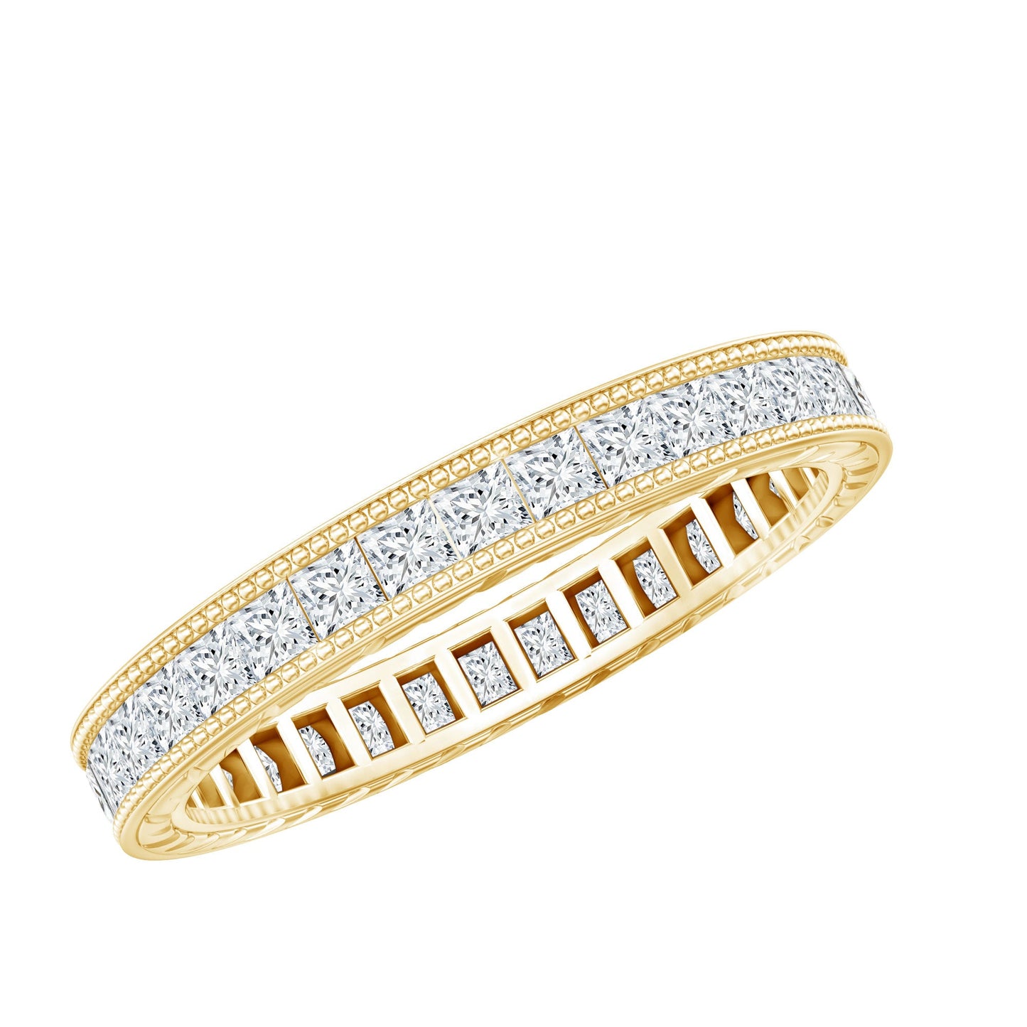 Channel Set Princess Cut Moissanite Eternity Band Ring