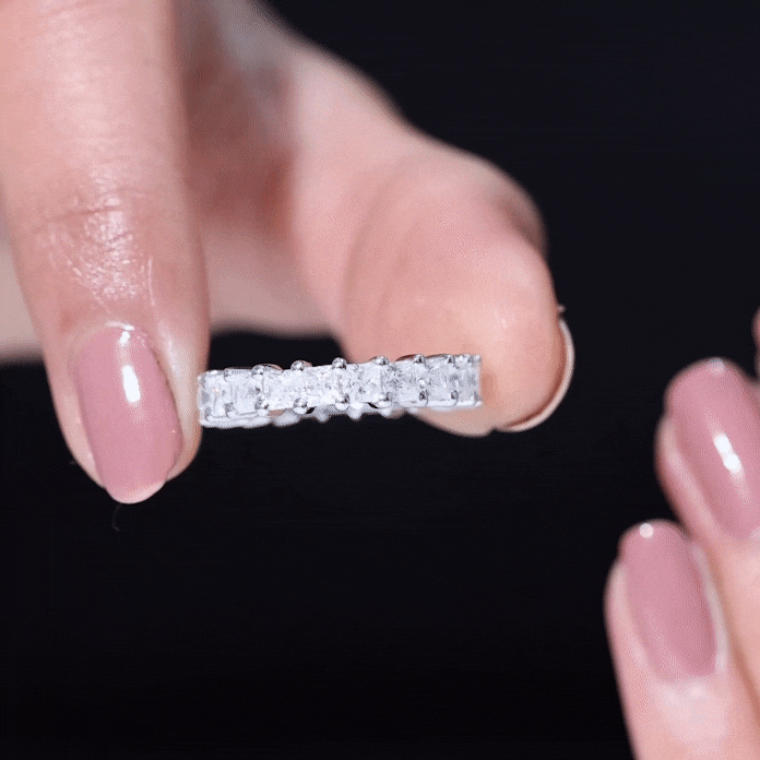 Princess Cut Moissanite Full Eternity Ring with Certificate