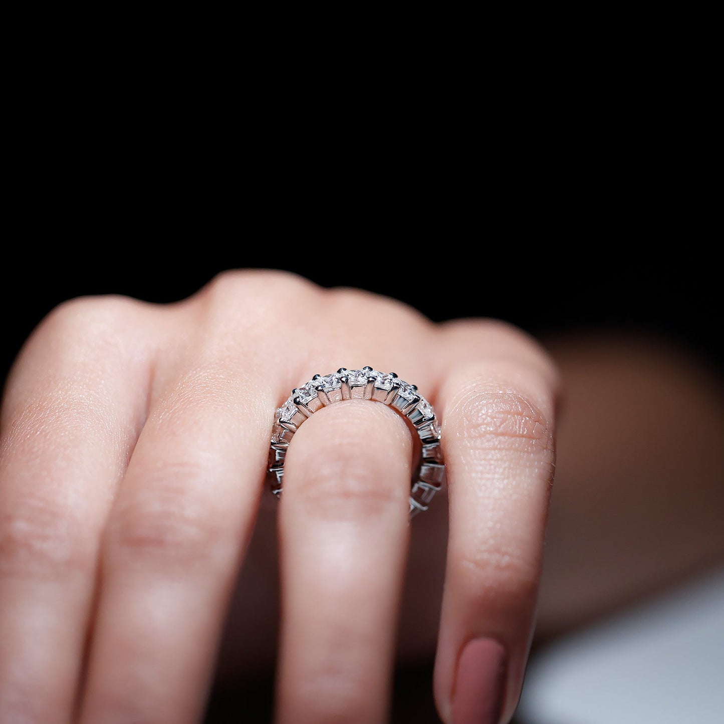 Princess Cut Moissanite Full Eternity Ring with Certificate