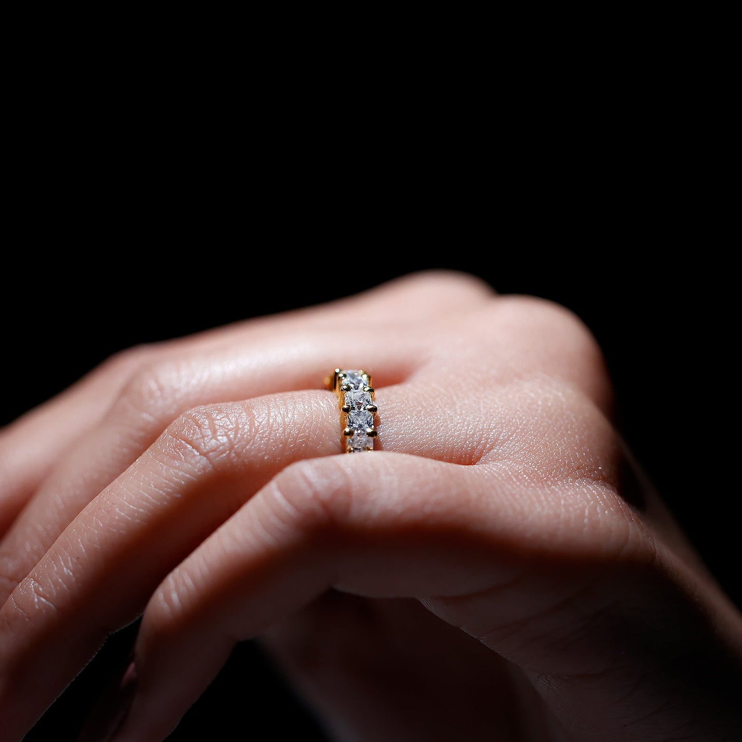 Princess Cut Moissanite Full Eternity Ring with Certificate