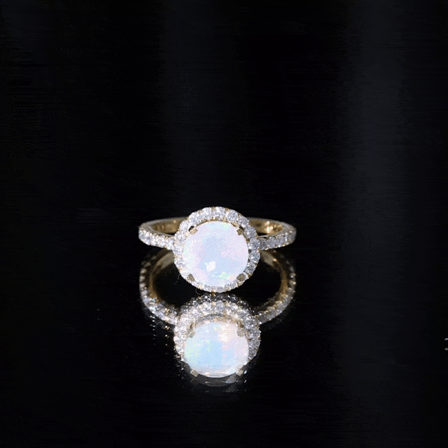 Certified Genuine 2 Carat Ethiopian Opal Engagement Ring with Halo