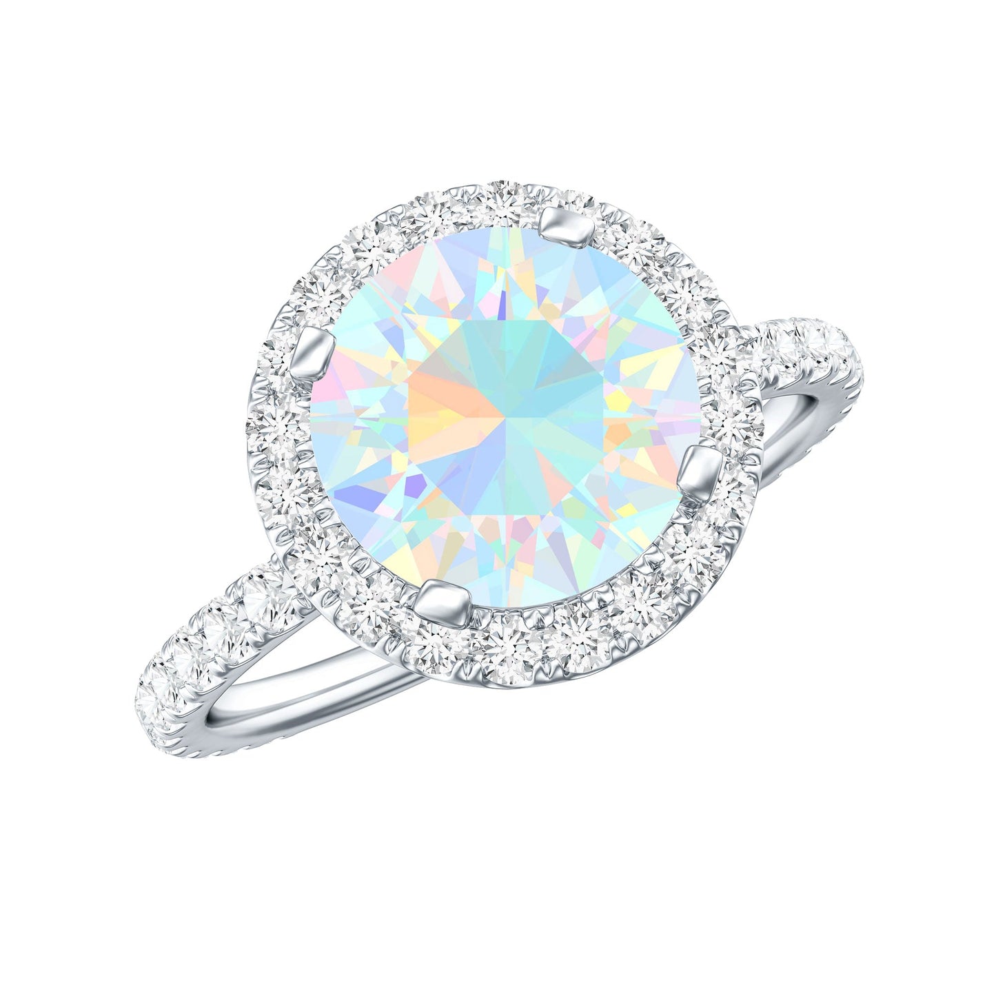 Certified Genuine 2 Carat Ethiopian Opal Engagement Ring with Halo