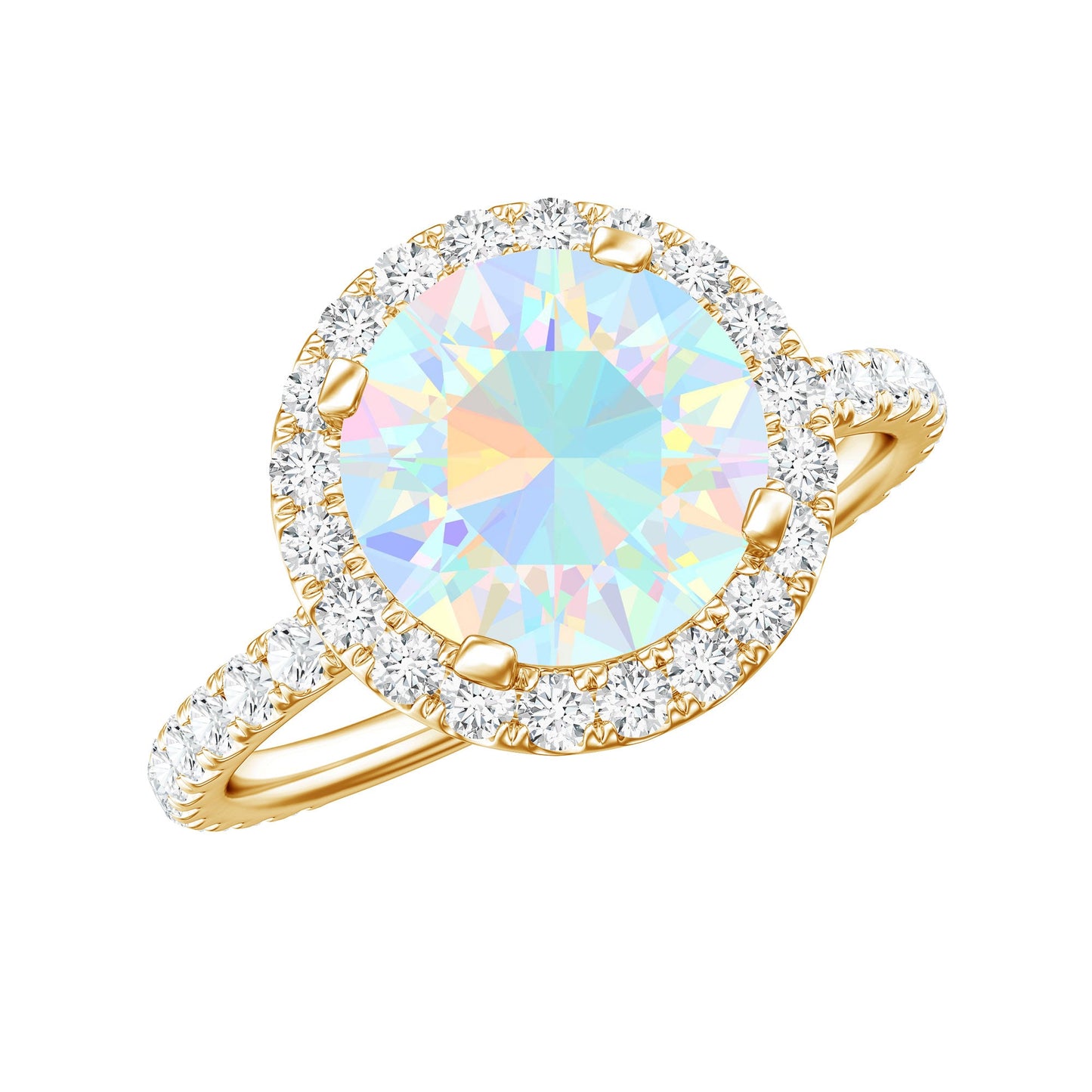 Certified Genuine 2 Carat Ethiopian Opal Engagement Ring with Halo