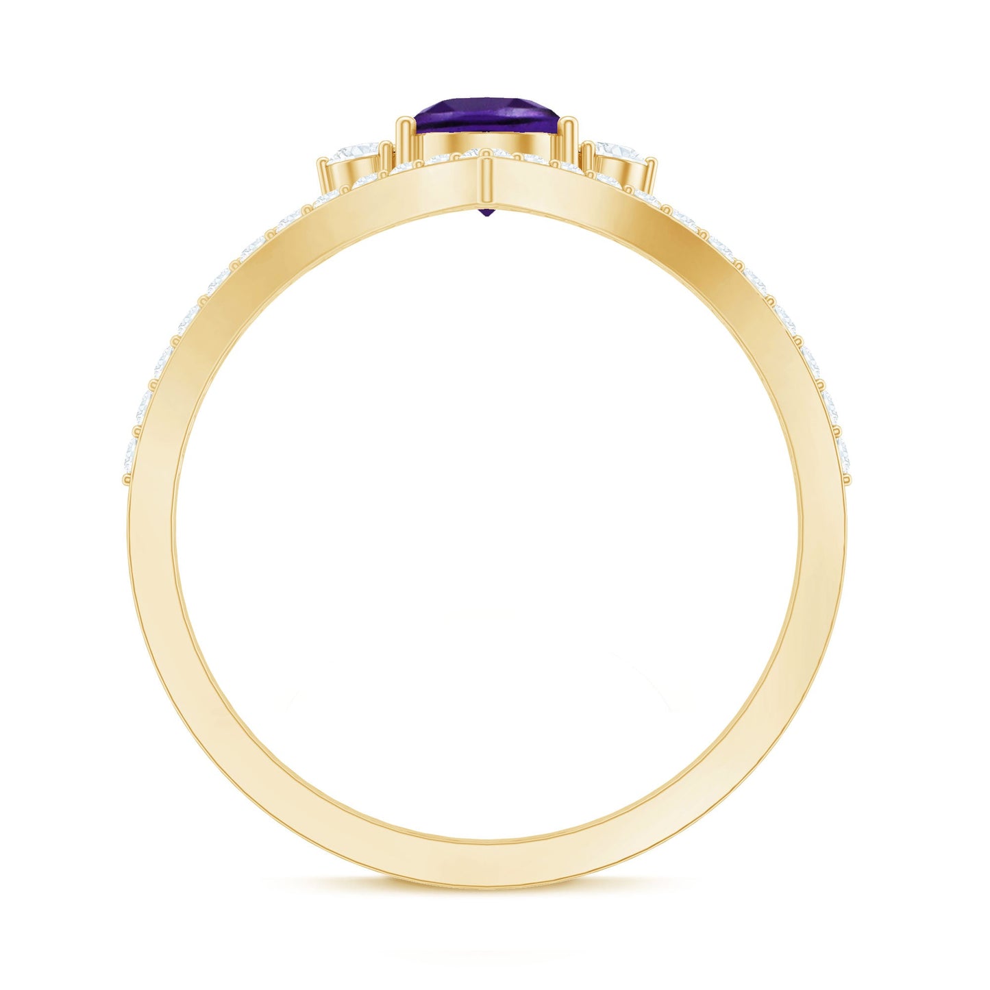 Pear Amethyst and Diamond Designer Ring