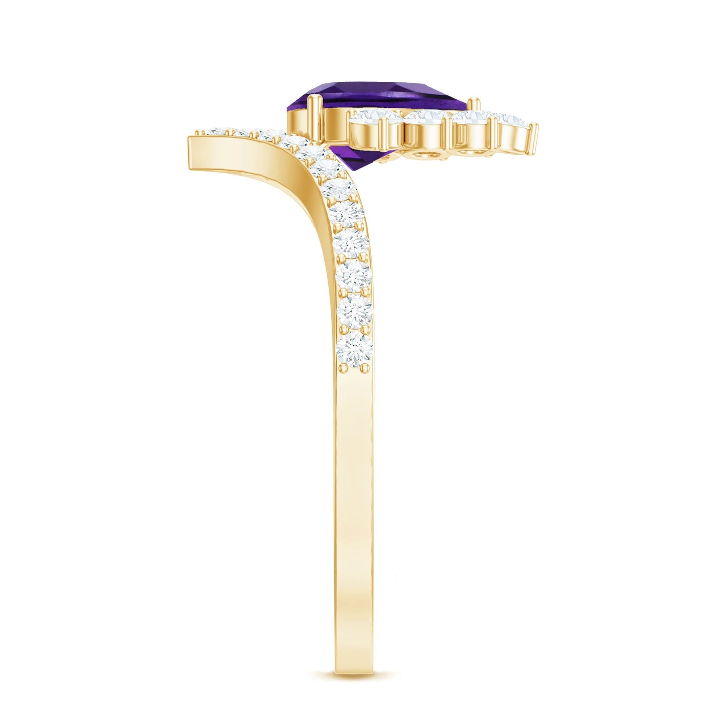 Pear Amethyst and Diamond Designer Ring