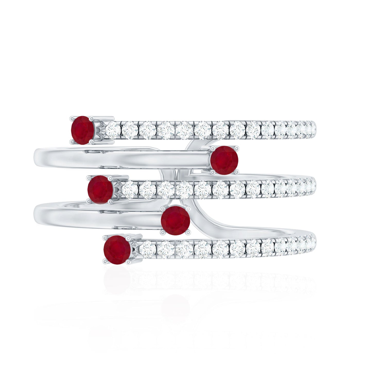 Natural Ruby Diamond Cocktail Wrap Ring for Women