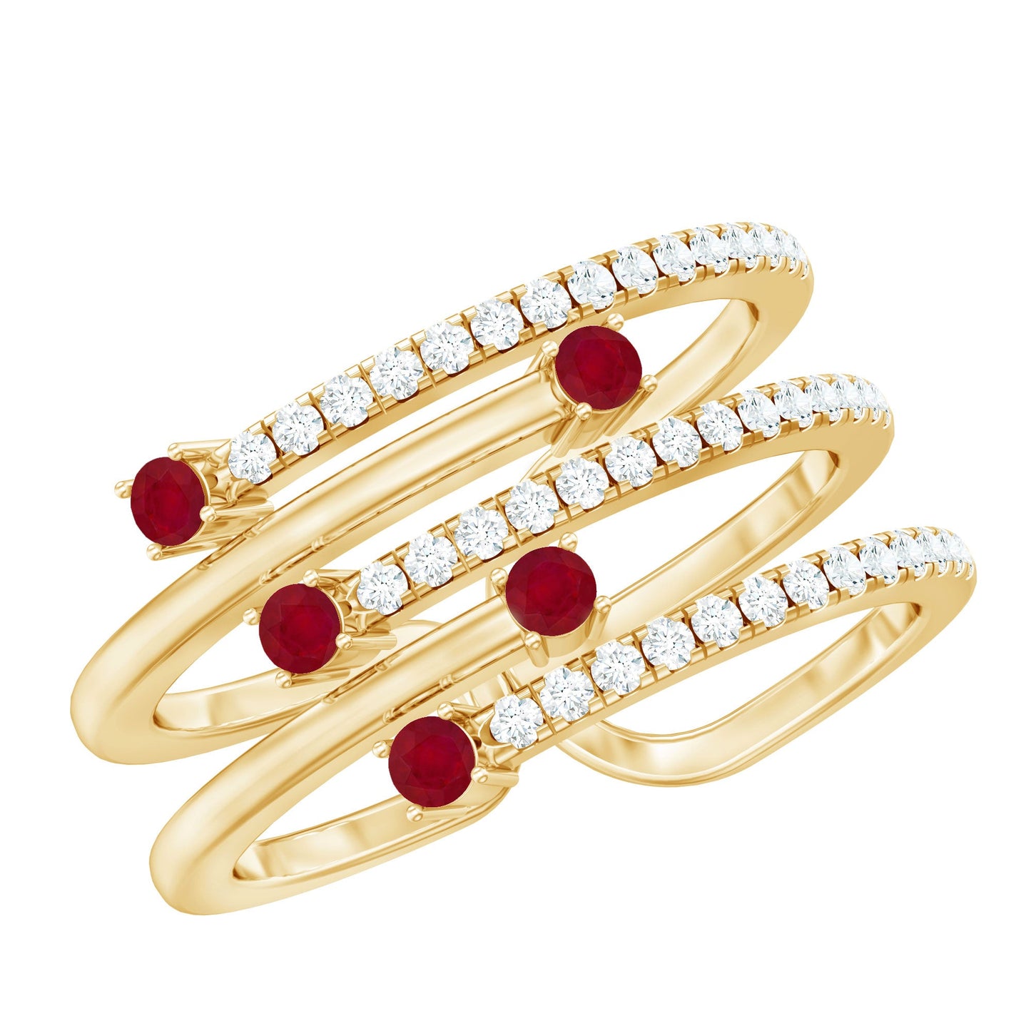 Natural Ruby Diamond Cocktail Wrap Ring for Women