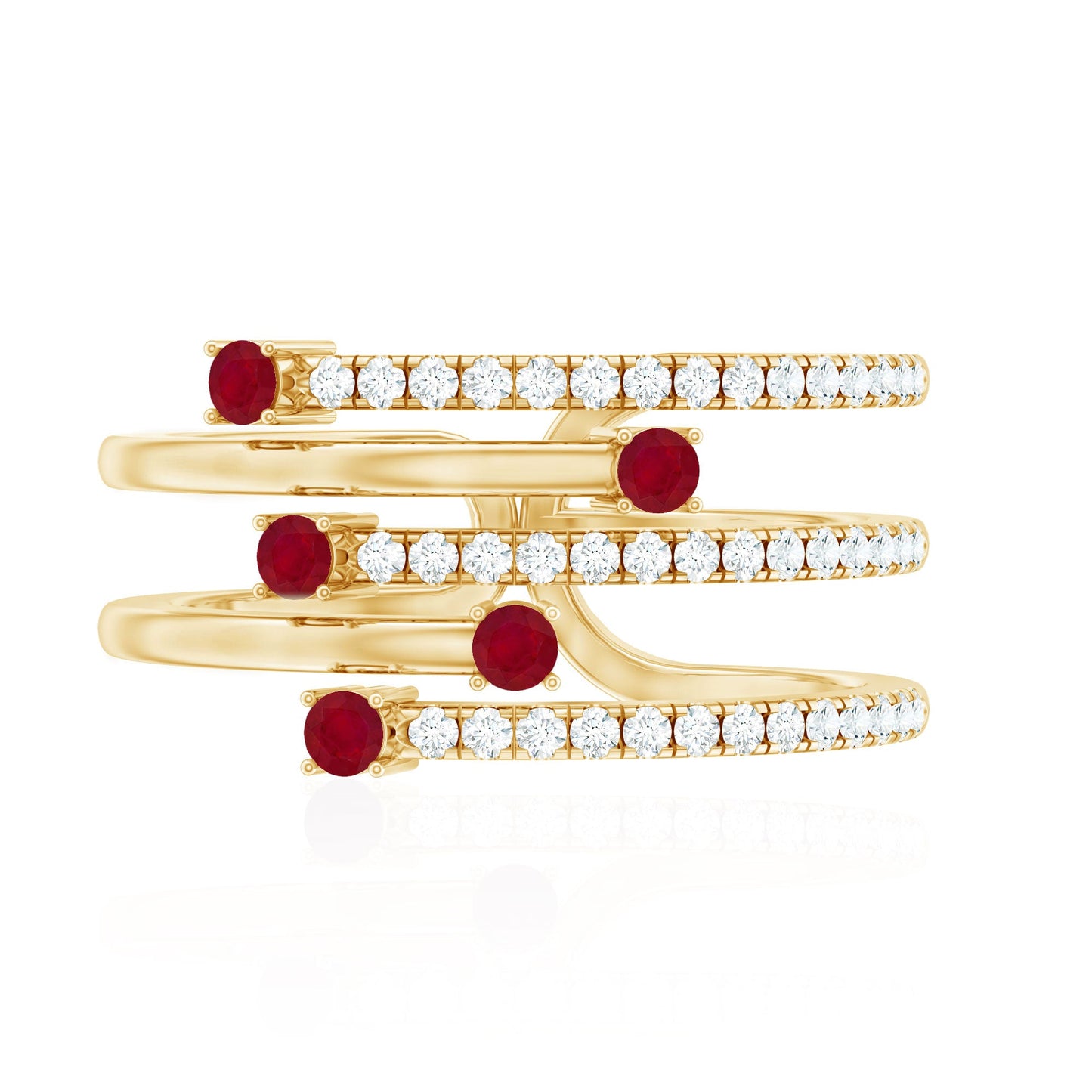 Natural Ruby Diamond Cocktail Wrap Ring for Women