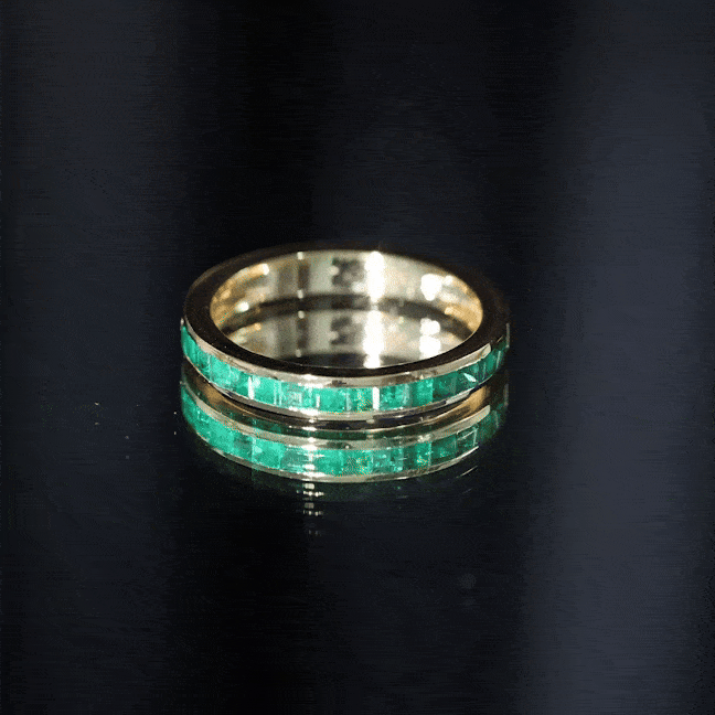 Real Emerald Princess Cut Half Eternity Ring