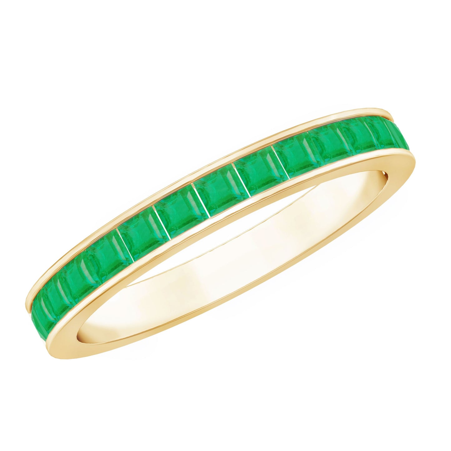 Real Emerald Princess Cut Half Eternity Ring