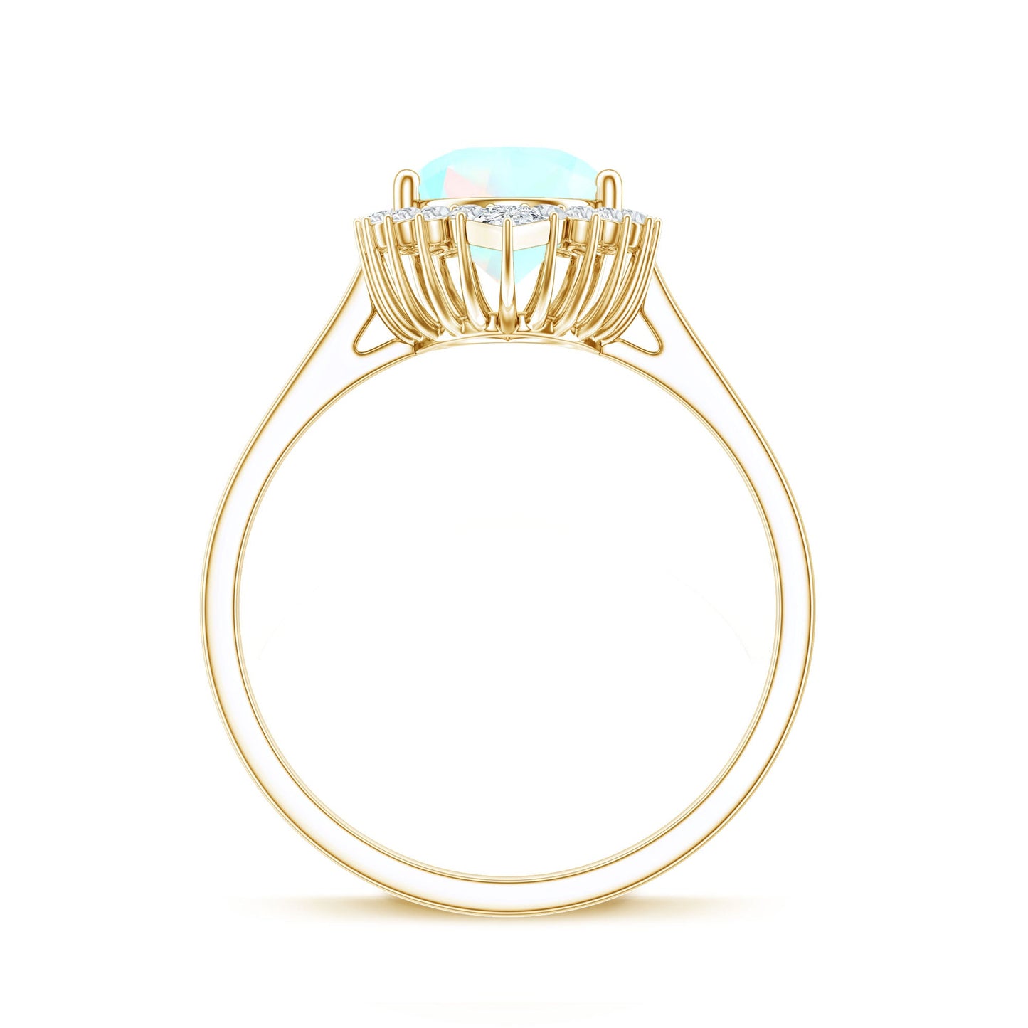 Certified Real 2 Carat Ethiopian Rainbow Opal Teardrop Engagement Ring with Diamond Halo