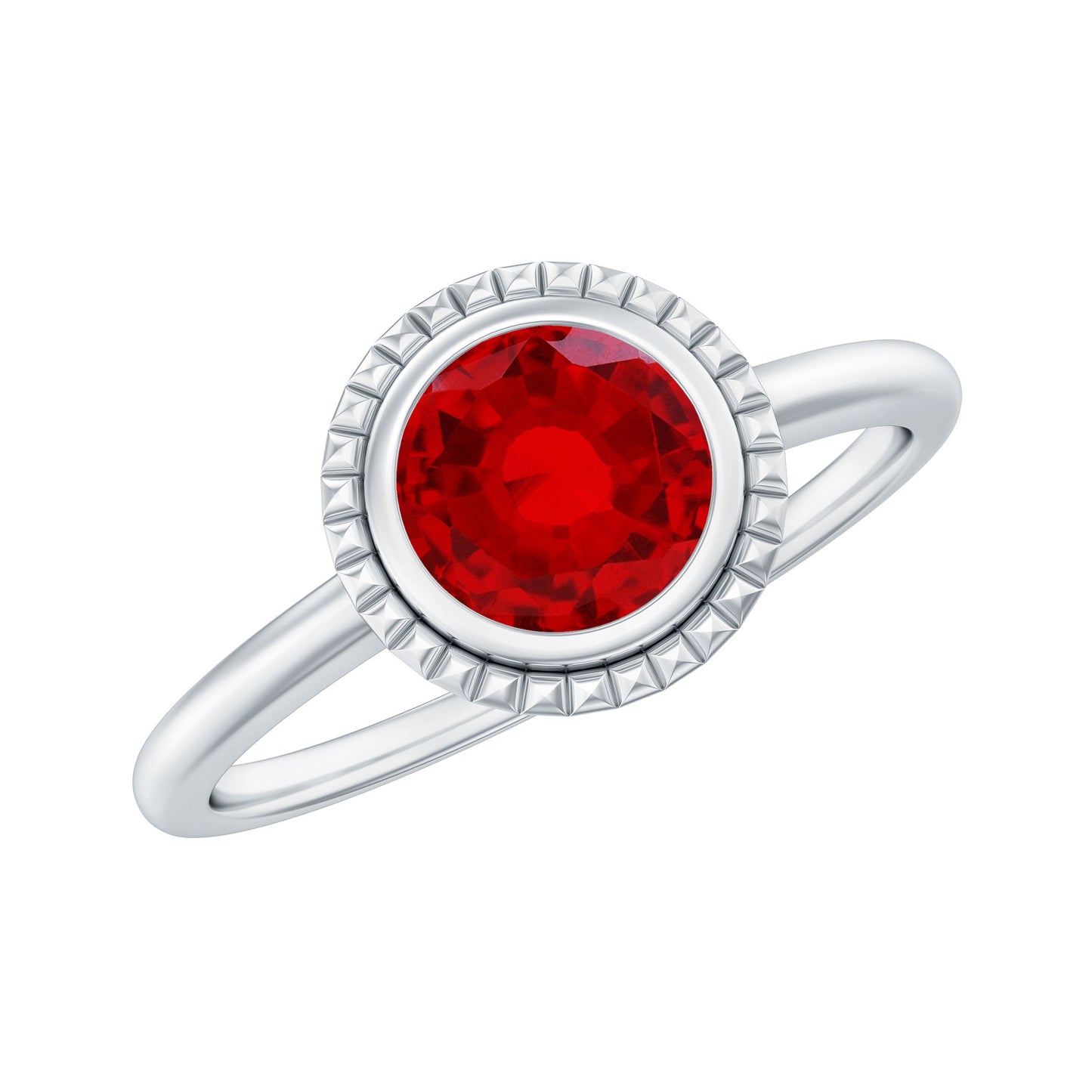 Bezel Set Lab Created Ruby Solitaire Promise Ring