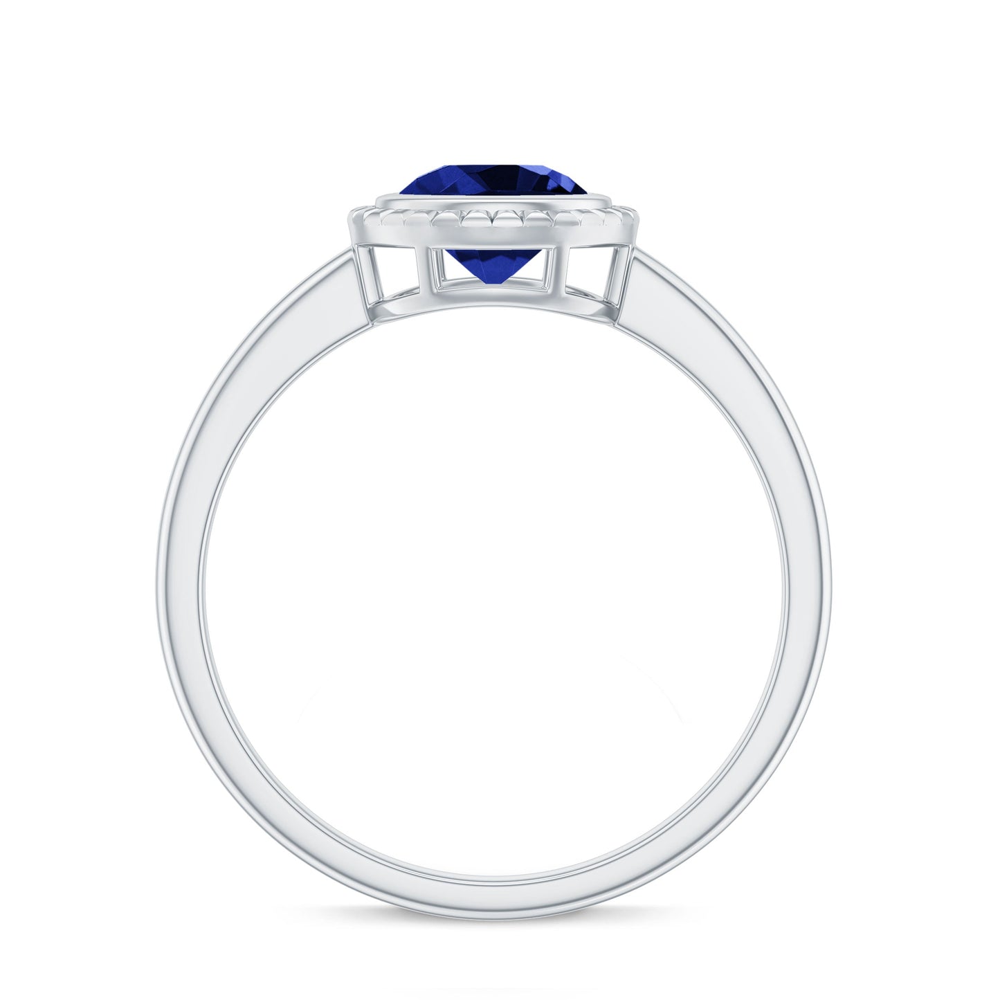Certified 1 Carat Lab Grown Blue Sapphire Promise Ring in Bezel Set