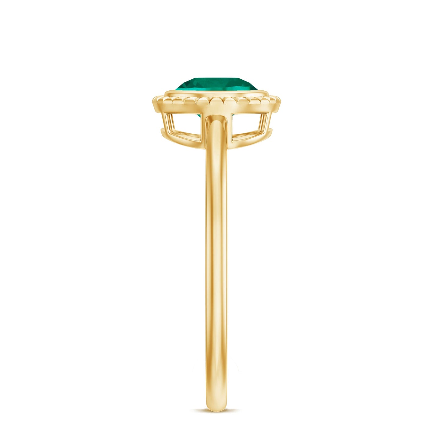 Certified 0.8 Carat Lab Grown Emerald Solitaire Engagement Ring in Bezel Setting