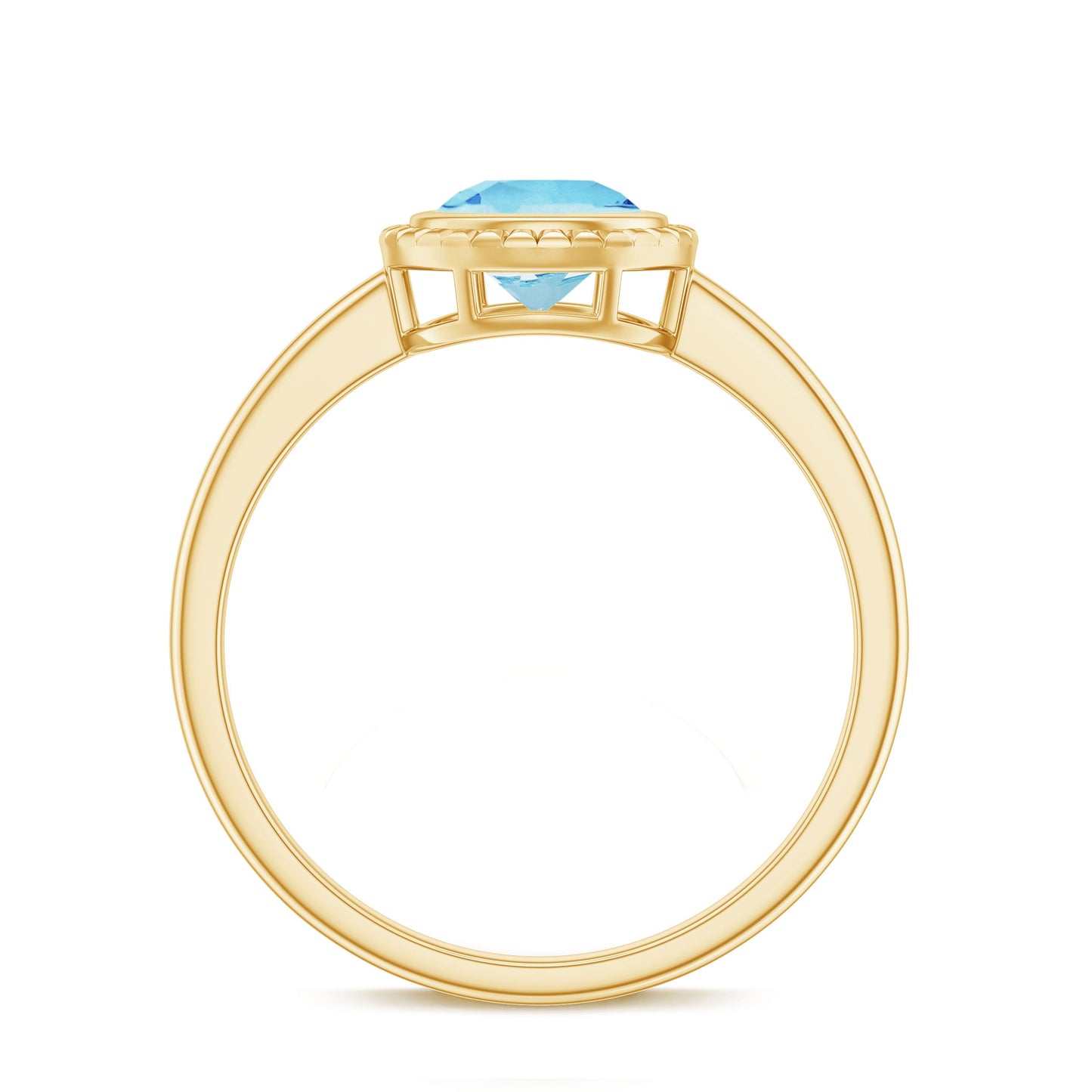 0.8 Carat Bezel Set Round Aquamarine Solitaire Promise Ring