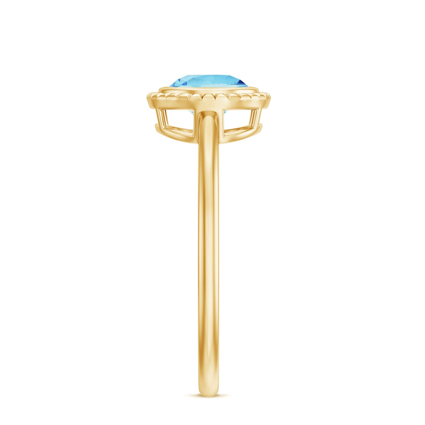 0.8 Carat Bezel Set Round Aquamarine Solitaire Promise Ring