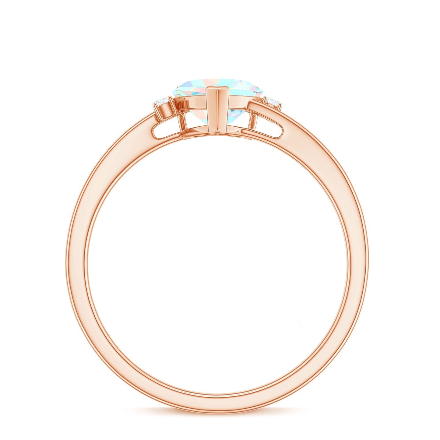 Genuine 0.7 Ethiopian Opal Diamond Heart Shaped Promise Ring with Bypass Shank